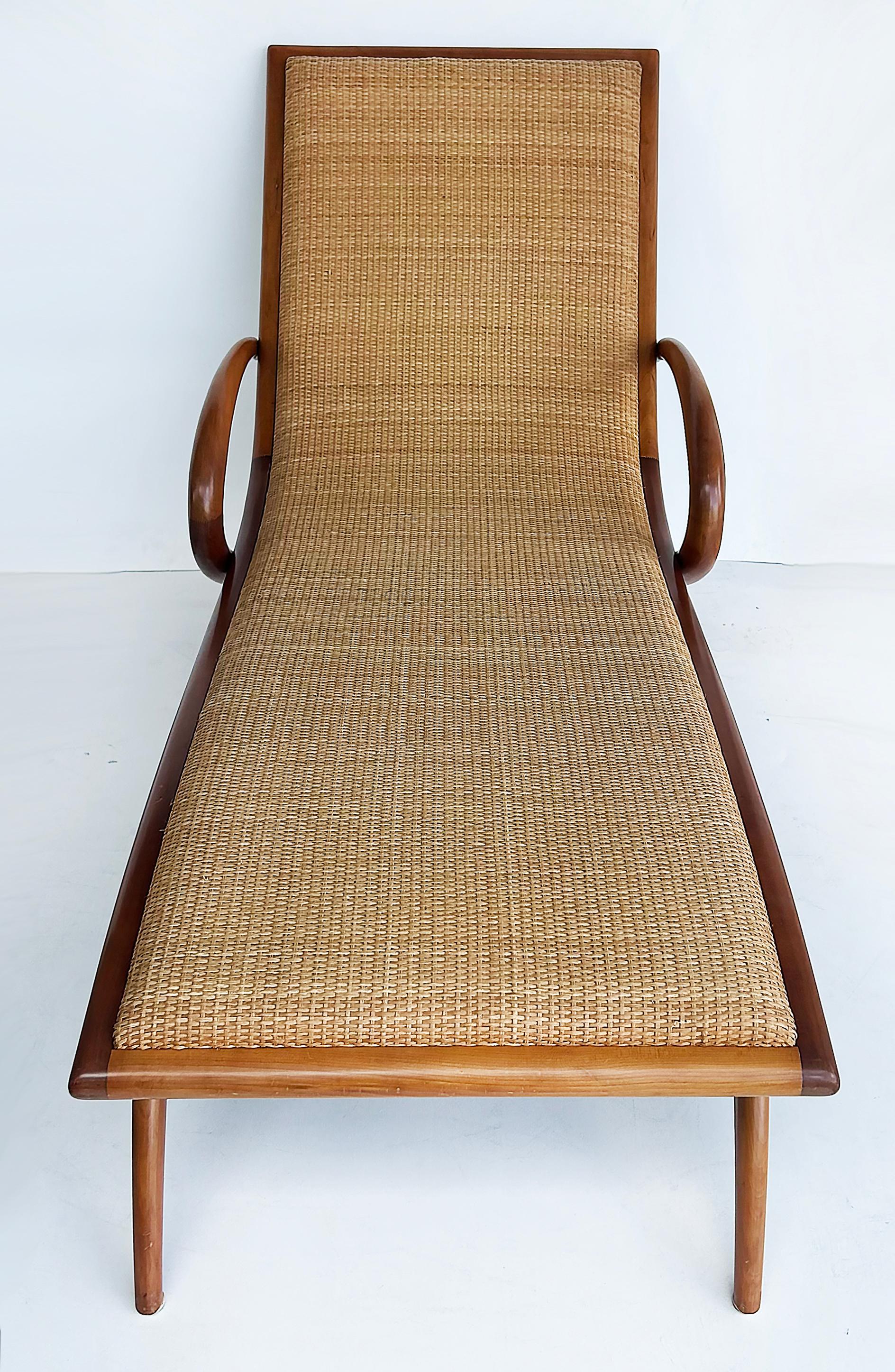Rara Chaise Longue John Graz de los años 50, rafia tejida insertada Tejido en venta