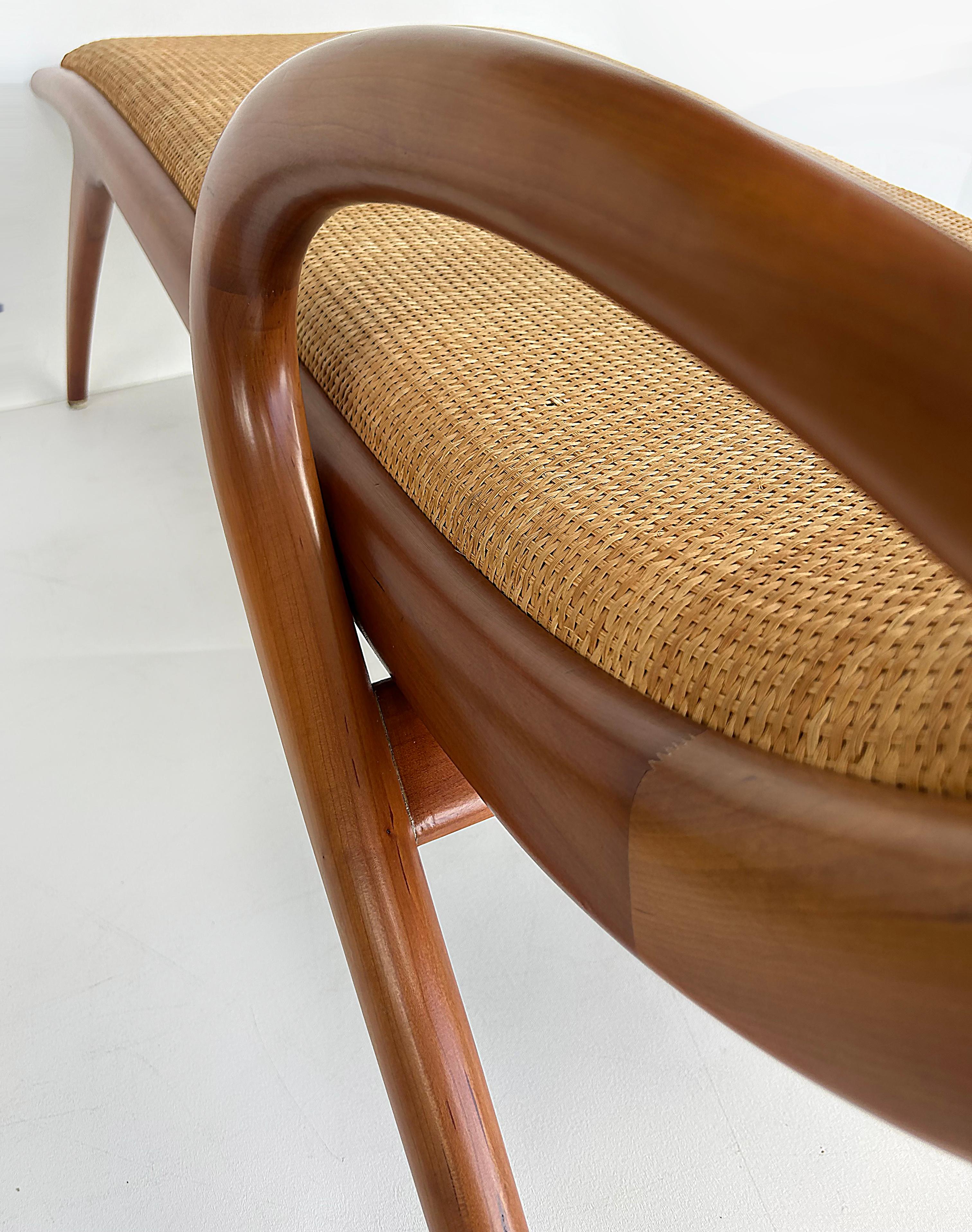 Rara Chaise Longue John Graz de los años 50, rafia tejida insertada en venta 1