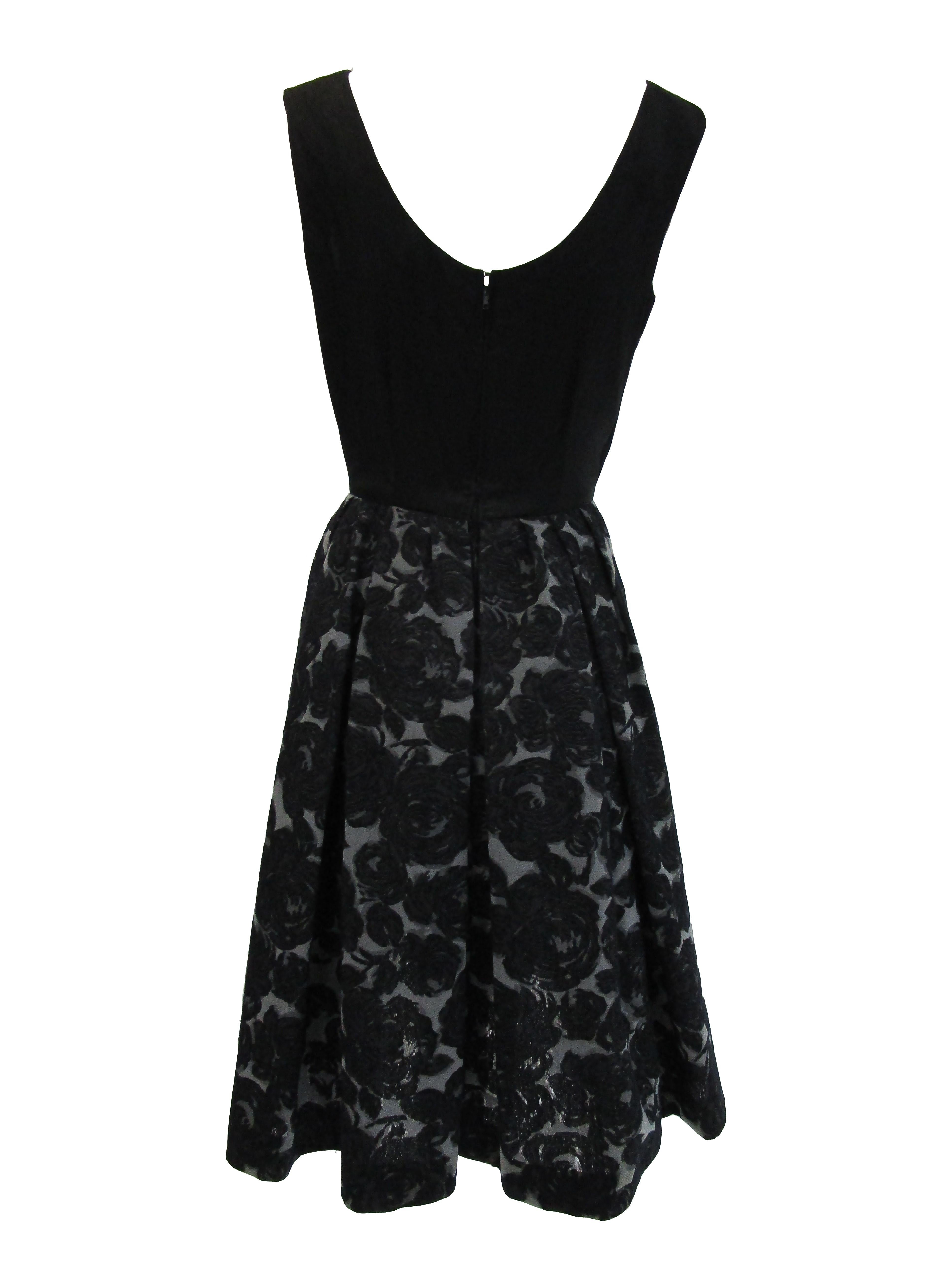 Women's Rare 1950s Madame Gres licensed Black & Grey Embroidered Dress w/ Bolero Jacket For Sale