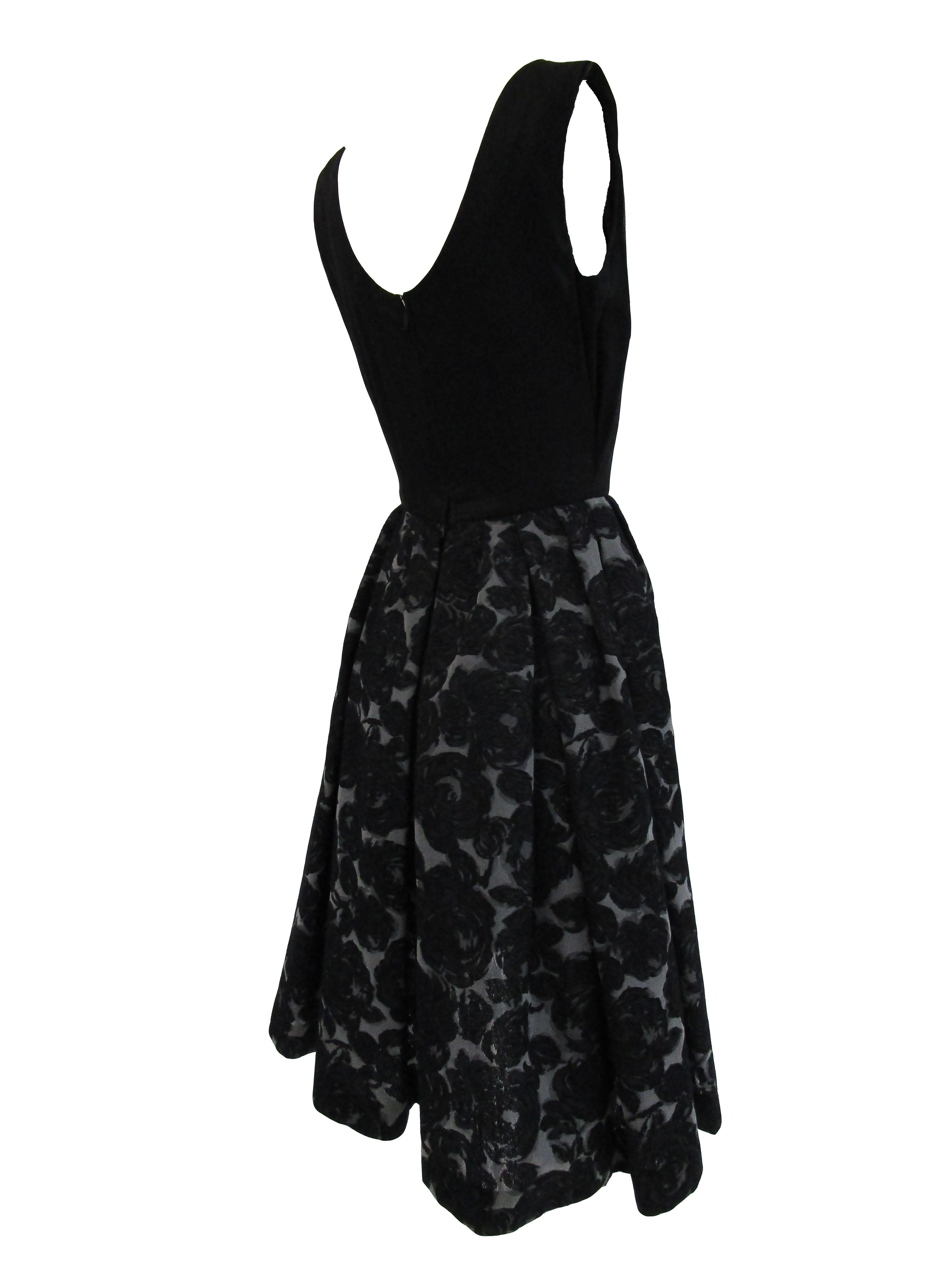 Rare 1950s Madame Gres licensed Black & Grey Embroidered Dress w/ Bolero Jacket For Sale 2