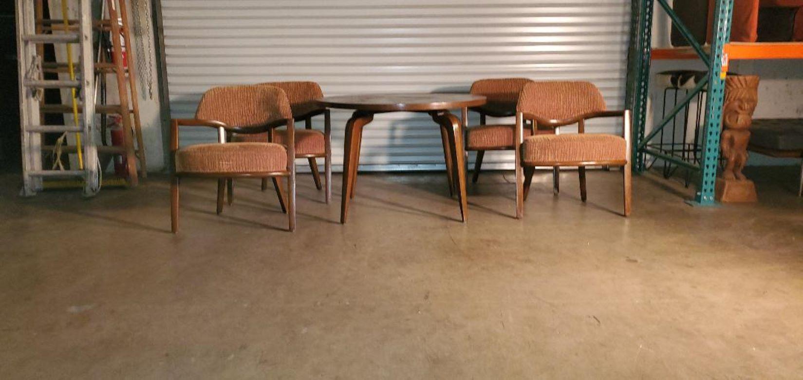 RARE 1950s Maurice Bailey Monteverdi Young Card Table & 4 Maurice Bailey Chairs For Sale 6