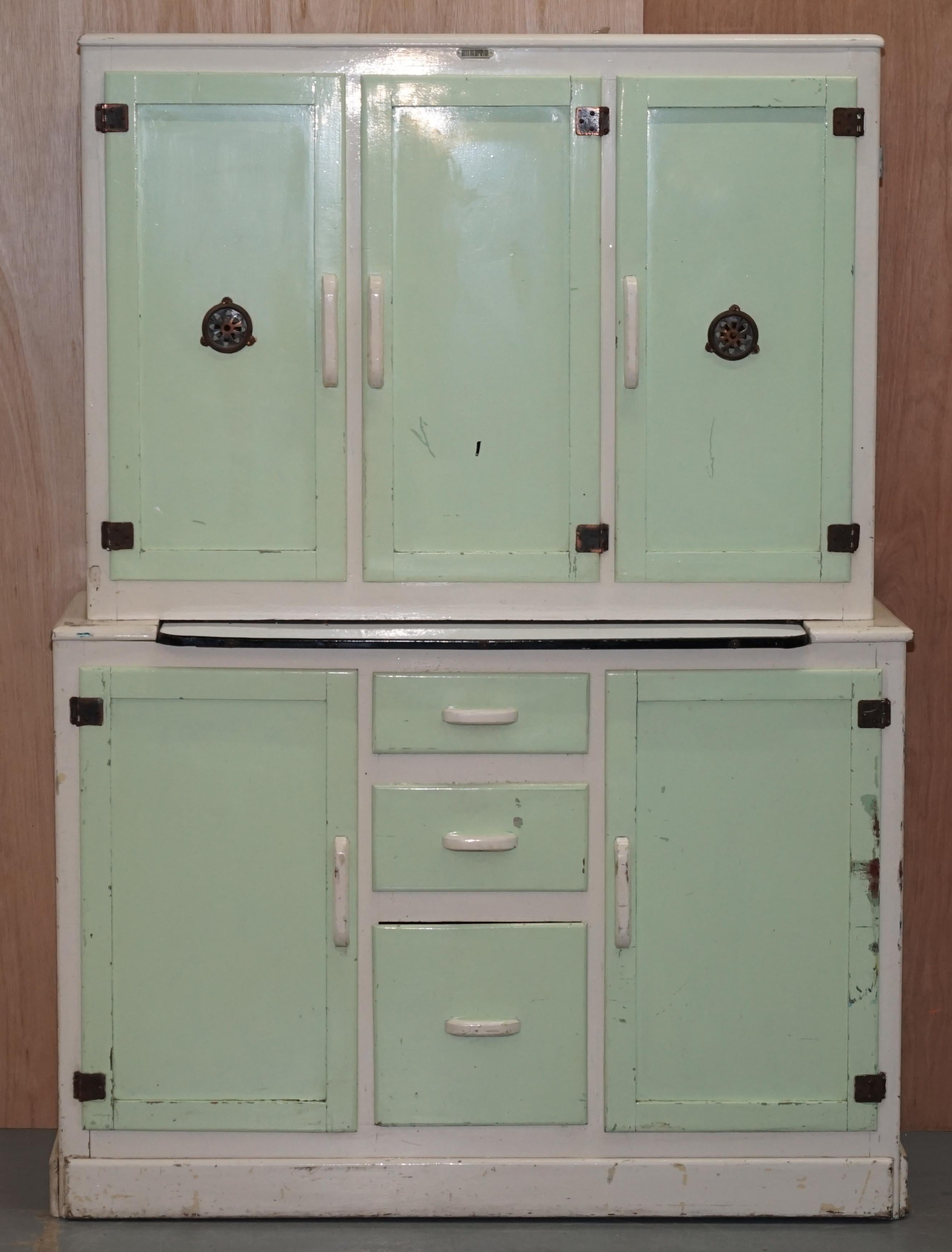 We are delighted to offer for sale this seriously cool Retro Mid-Century Modern KitchenPryde aqua and white larder cupboard

When I saw this piece I just had to buy it, it reminds me of my grandmother baking in my childhood, I absolutely love it