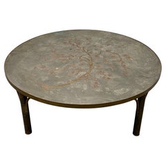 RARE 1950s Philip and Kelvin LaVerne "Chan Floral" Round, Bronze Coffee Table.