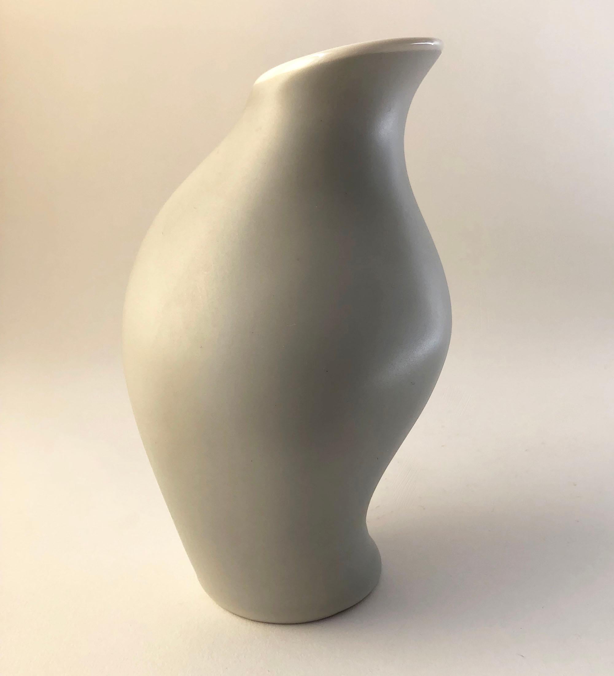 A rare, sensual grey porcelain vase created by Lindner, Bavaria Germany. Piece measures 6
