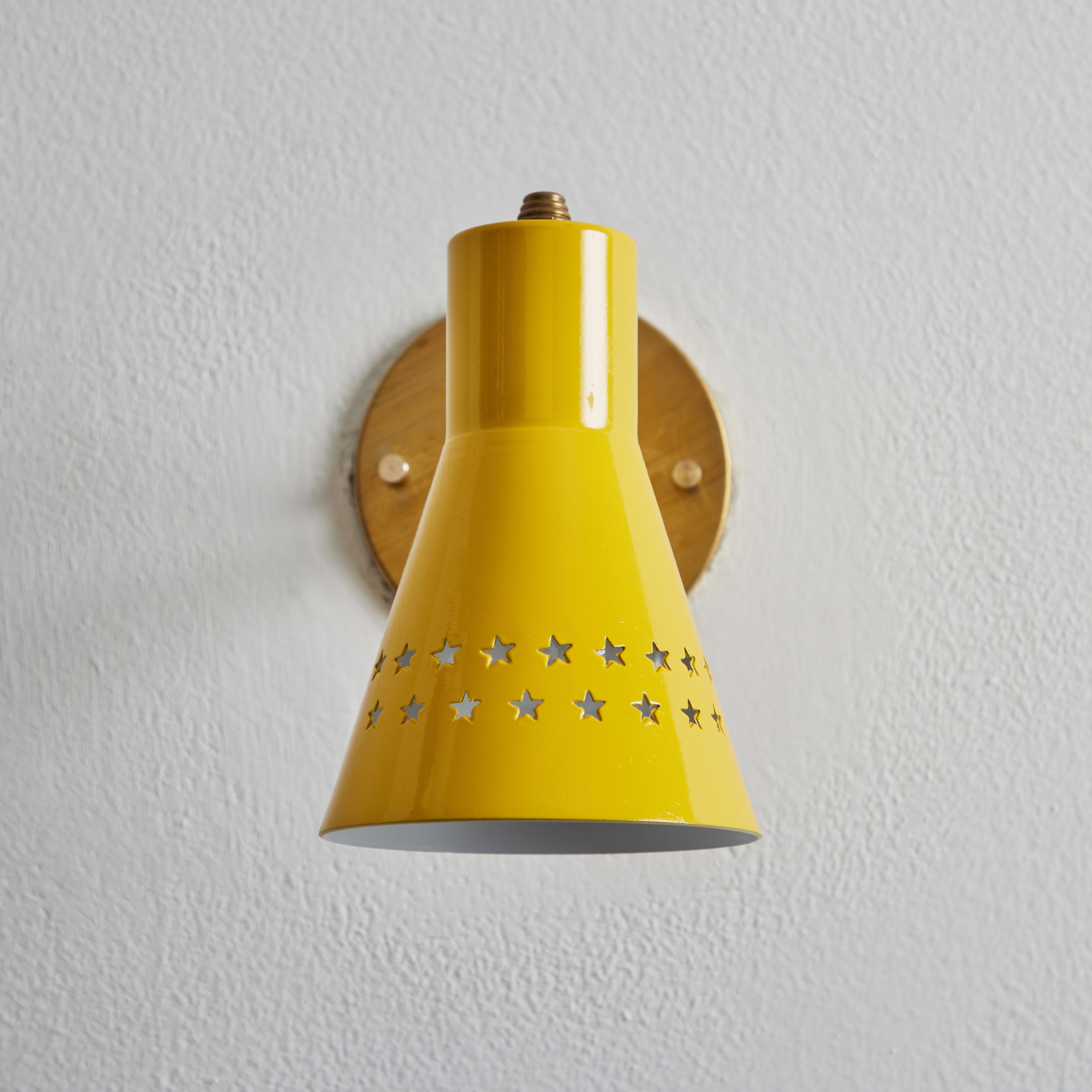 Rare 1950s Robert Mathieu Perforated Yellow Metal and Brass Wall Sconce For Sale 6