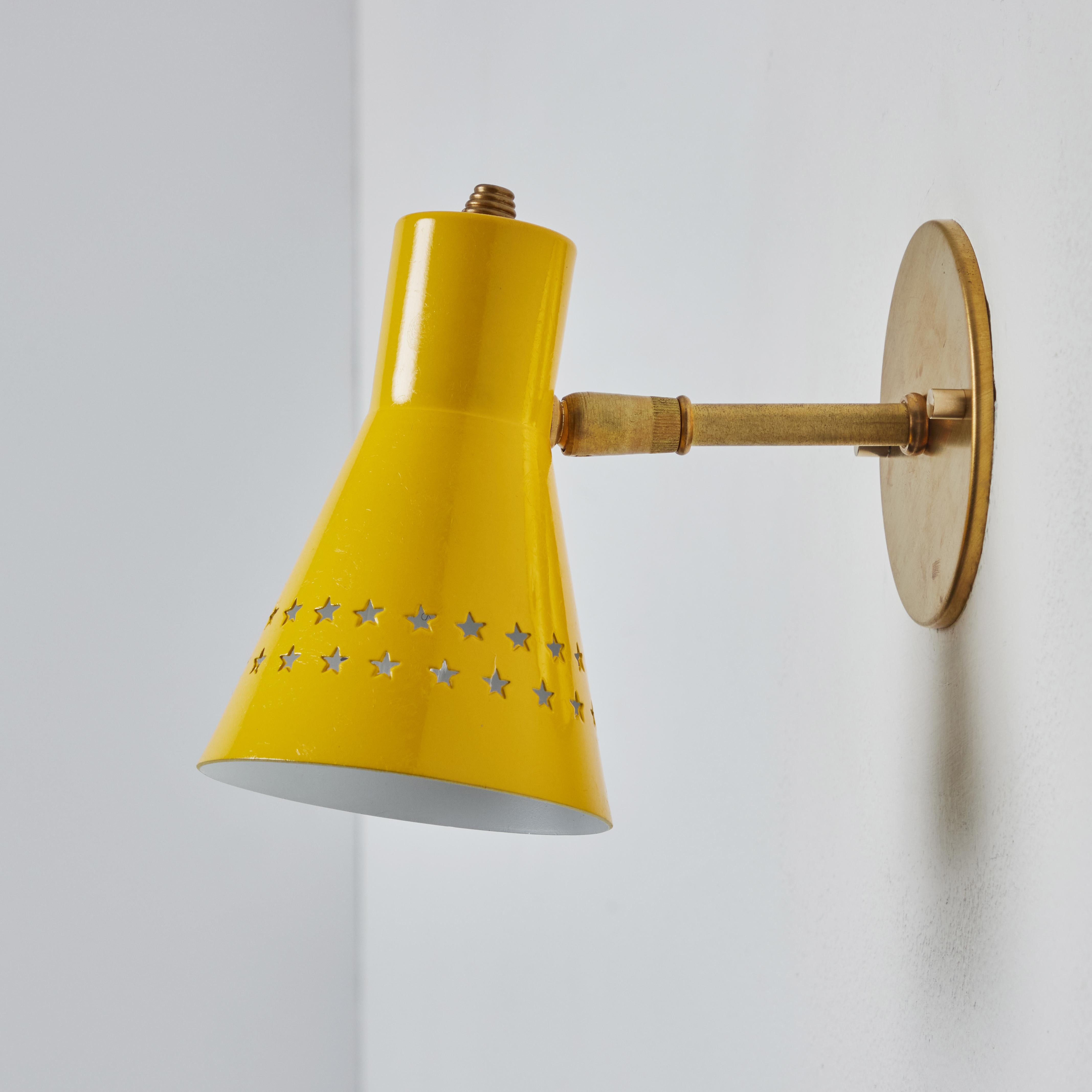 Rare 1950s Robert Mathieu Perforated Yellow Metal and Brass Wall Sconce For Sale 9