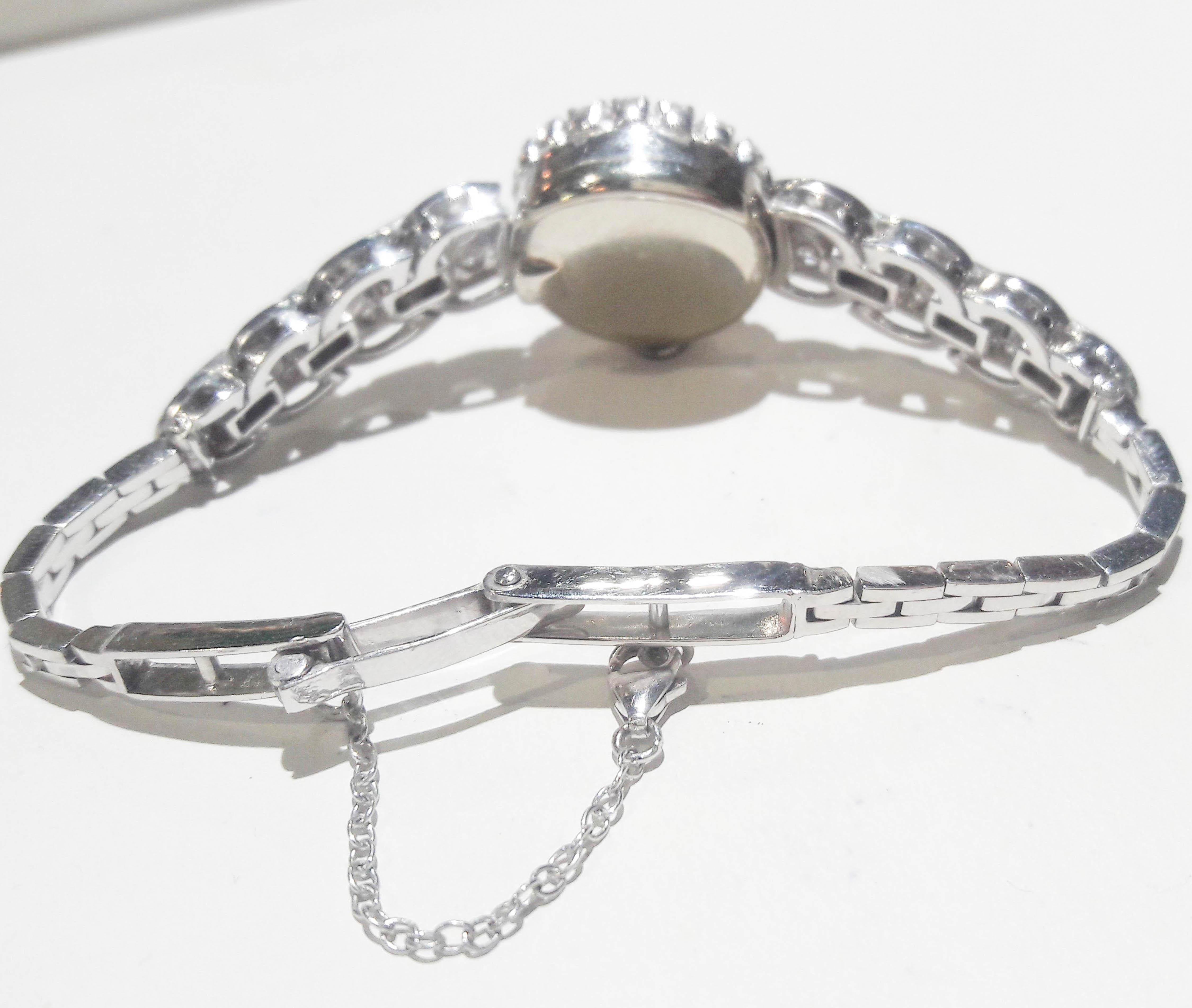 Retro  Rolex 18 Karat Brilliant Round and Baguette Diamond Set Bracelet Watch