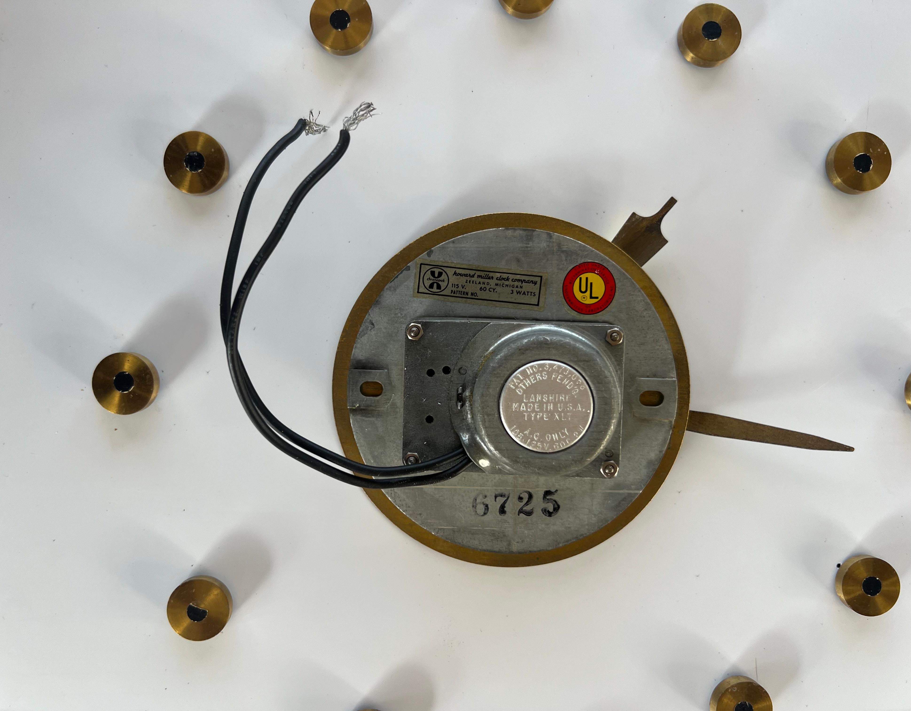 Rare 1950’s Satin Brass Wall Clock by George Nelson for Howard Miller (amerikanisch) im Angebot