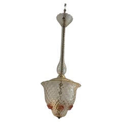 Rare 1950s Seguso Murano Lantern in Gold Dust and Ruby Red Glass