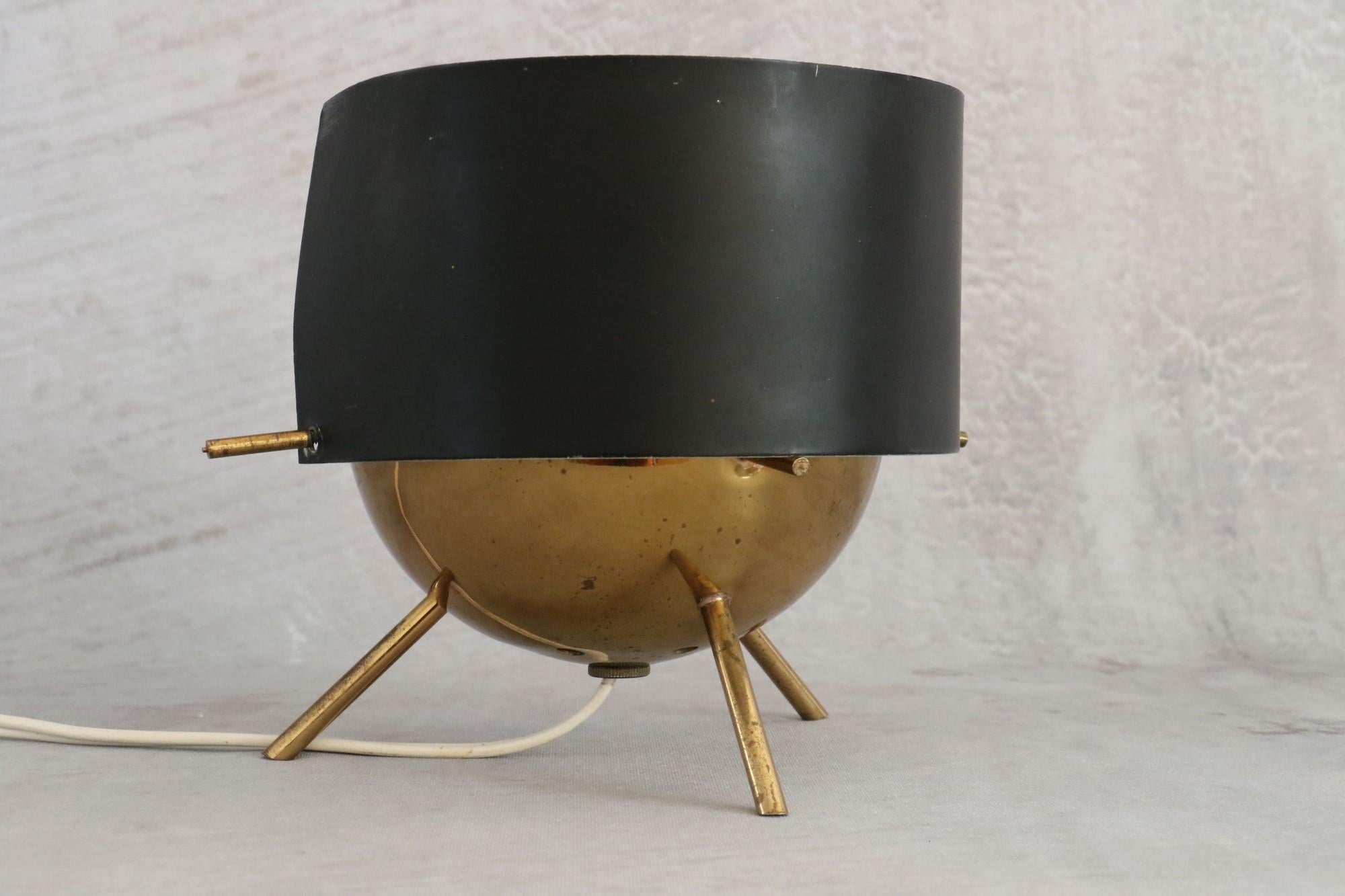 Rare 1950s Stilux Milano Brass and Opaline Glass Tripod Table Lamp 11
