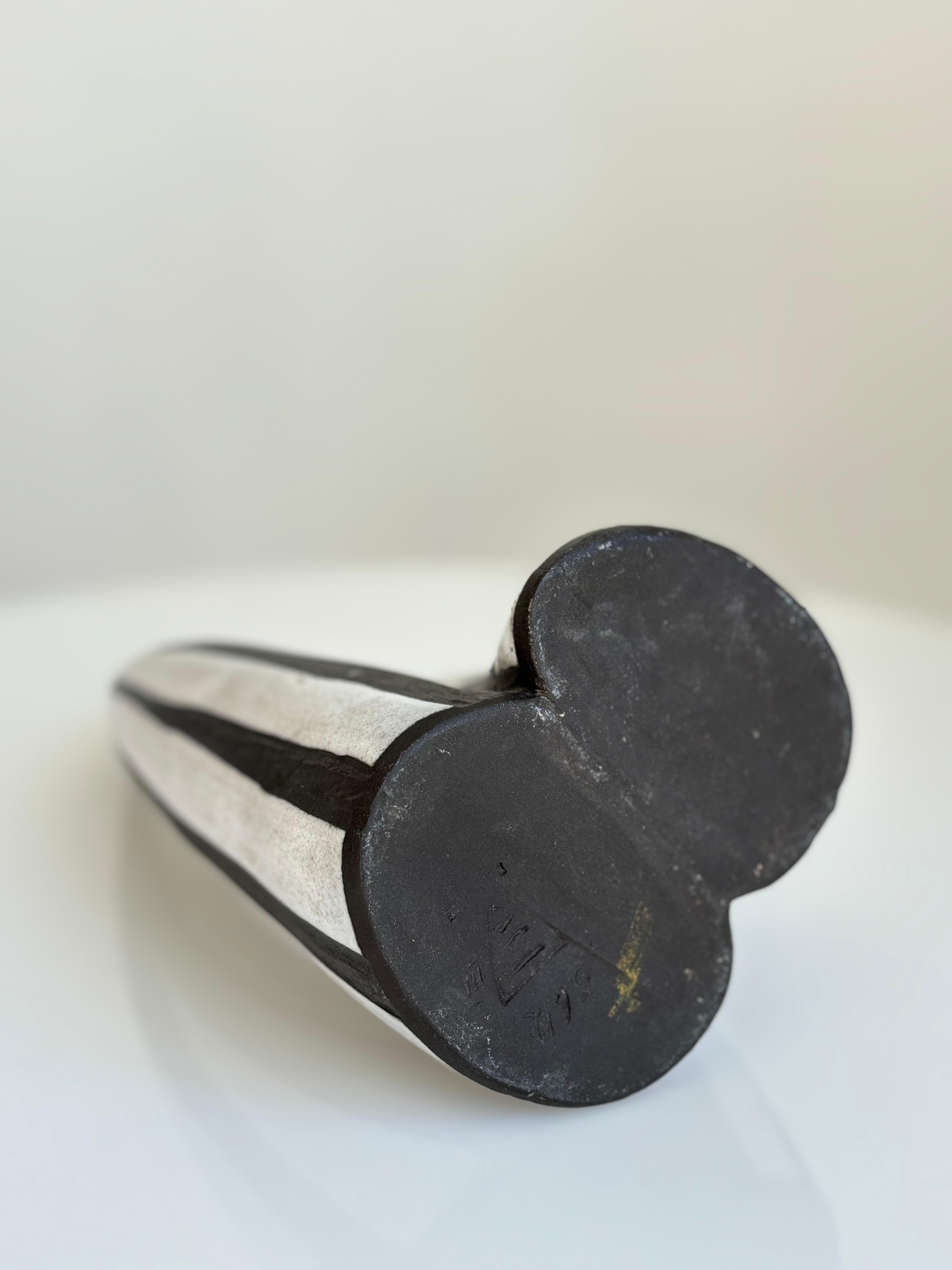 Raro vaso doppio a strisce bianche e nere degli anni '50 di Marianne Starck, Danimarca in vendita 2