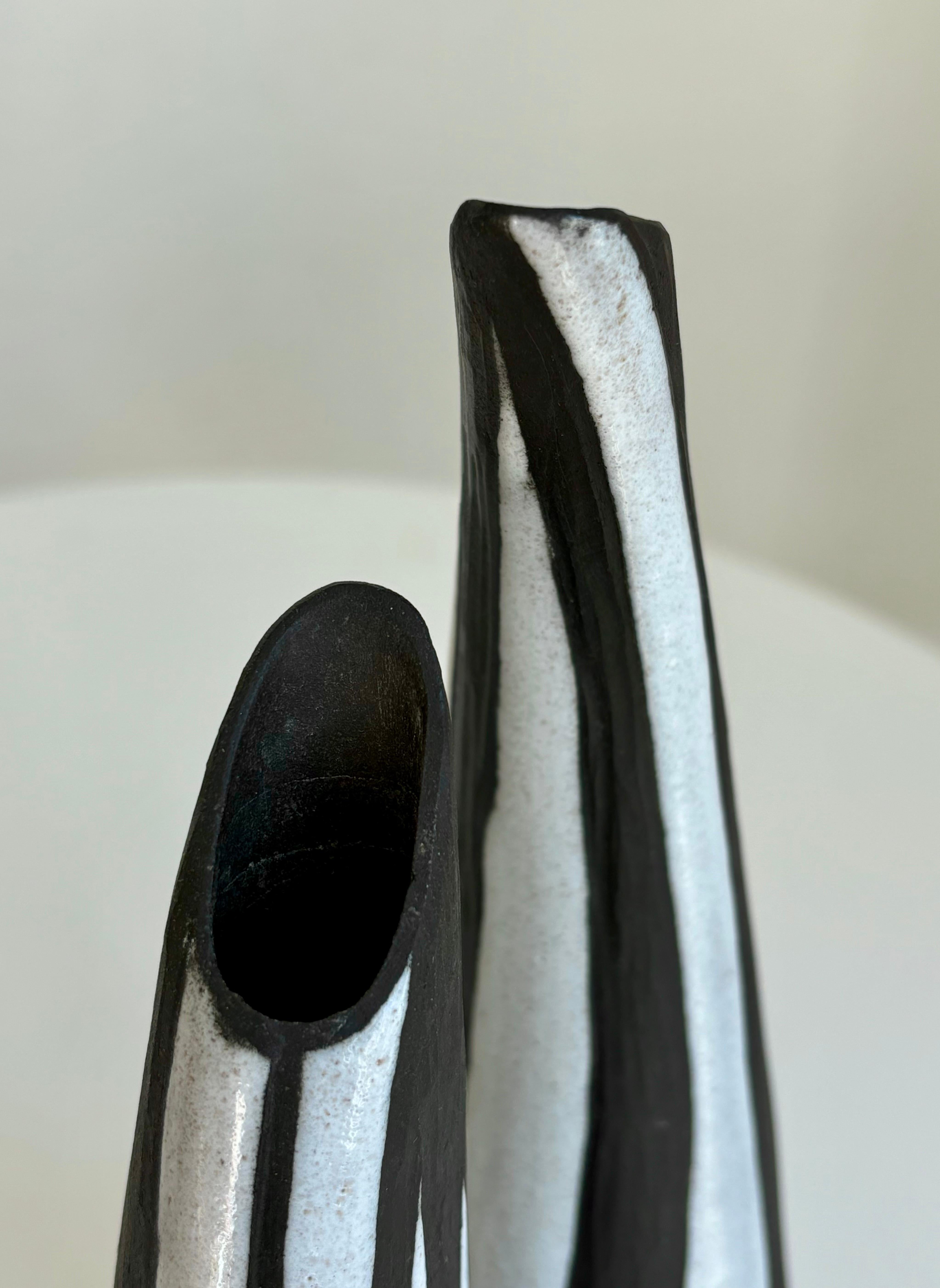 XX secolo Raro vaso doppio a strisce bianche e nere degli anni '50 di Marianne Starck, Danimarca in vendita