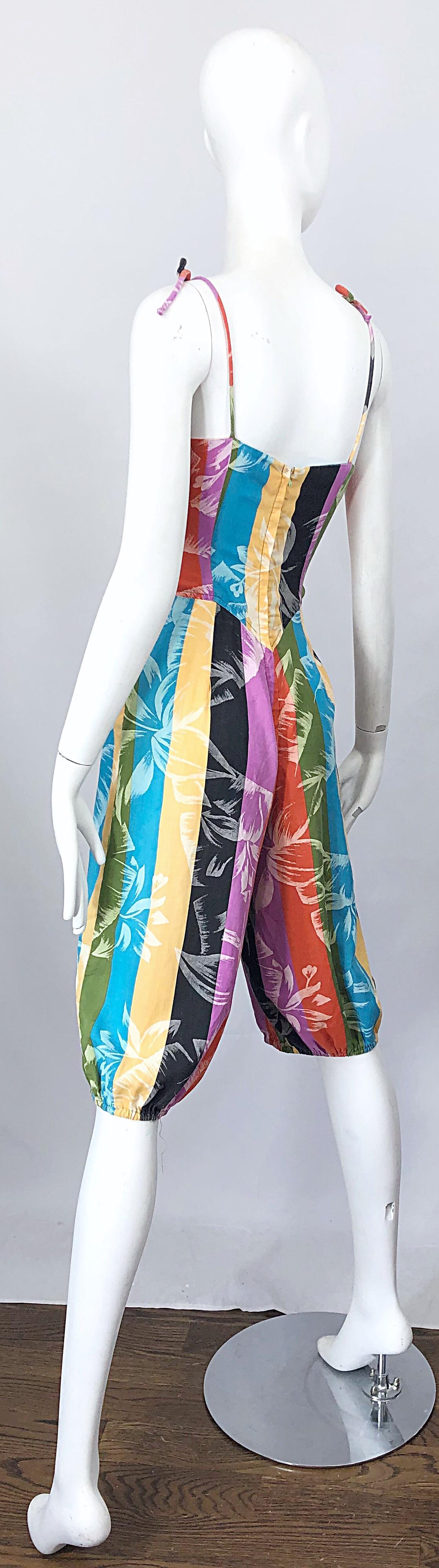 Combinaison vintage colorée en coton léger à imprimé tropical rare, années 1950 en vente 7