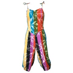 Rare 1950s Tropical Print Lightweight Cotton Colorful Vintage 50s Jumpsuit