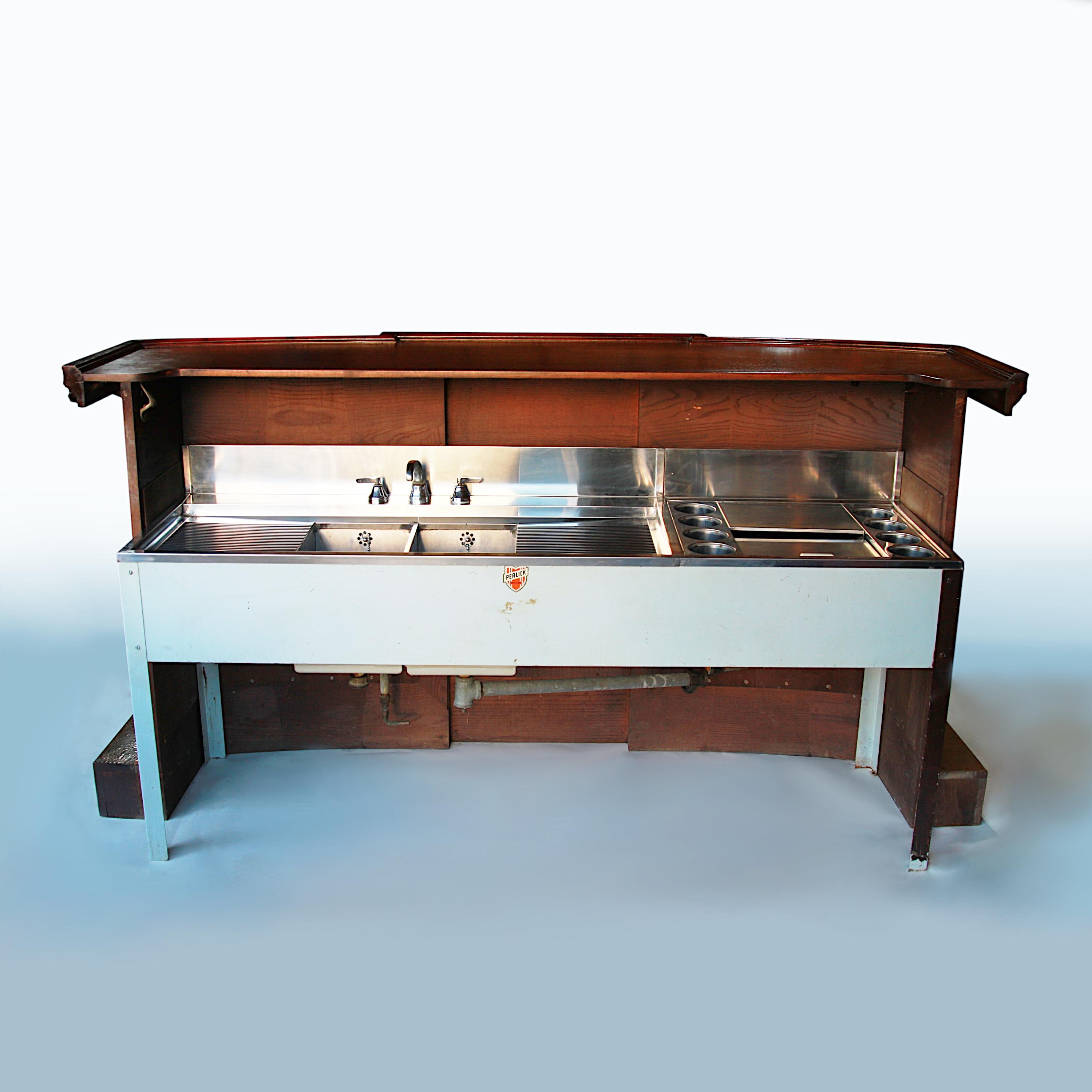 Rare 1950's Vintage Viking Oak Hunting Lodge Wet Bar & Back Bar Set by Romweber 4