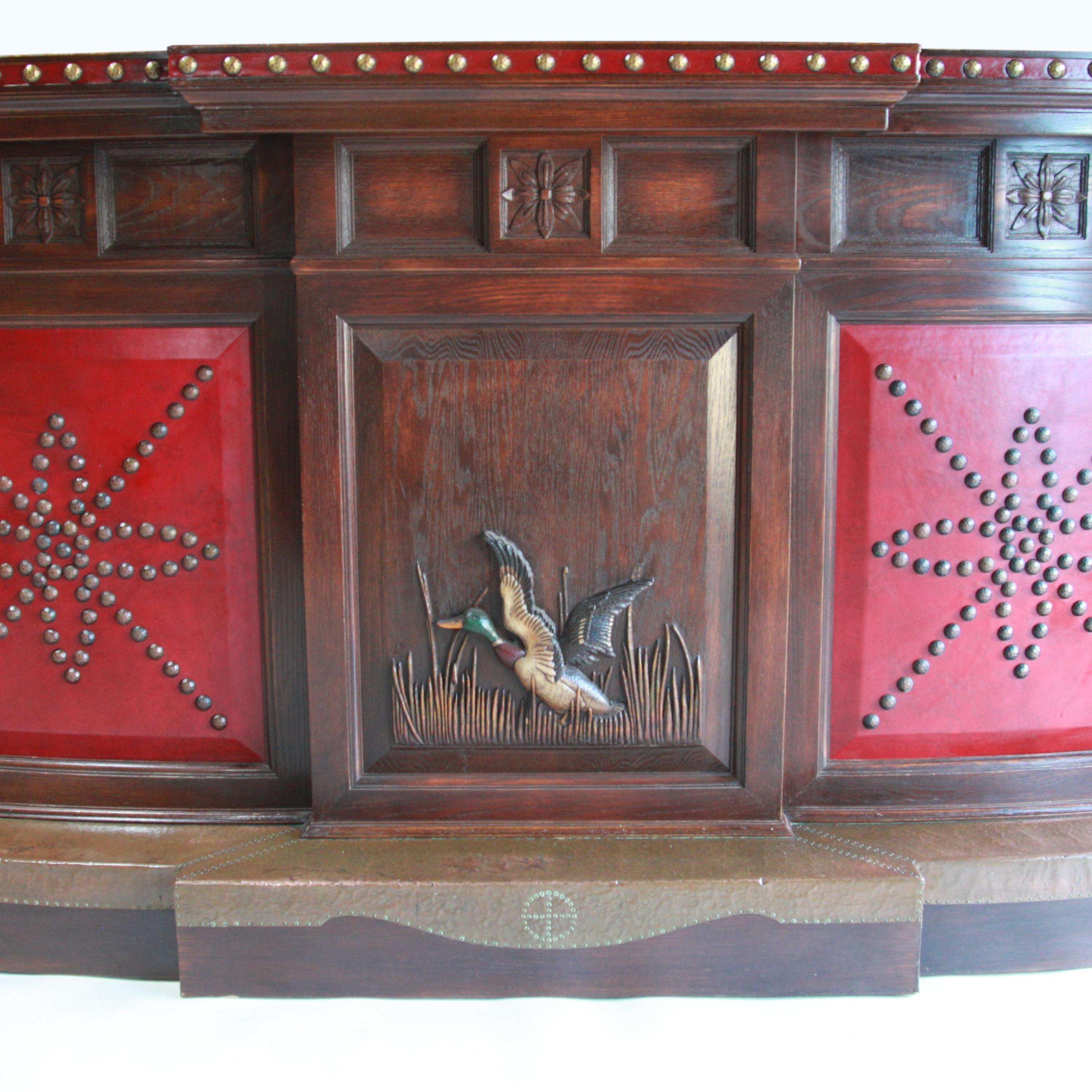 Mid-20th Century Rare 1950's Vintage Viking Oak Hunting Lodge Wet Bar & Back Bar Set by Romweber