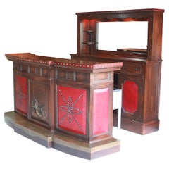 Raro set Wet Bar e Back Bar di Romweber, Vintage Oak Hunting Lodge, degli anni '50.