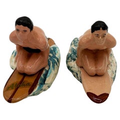RARE 1951 Twin Surfer Ceramic Salt & Pepper Shaker Set by Herman's