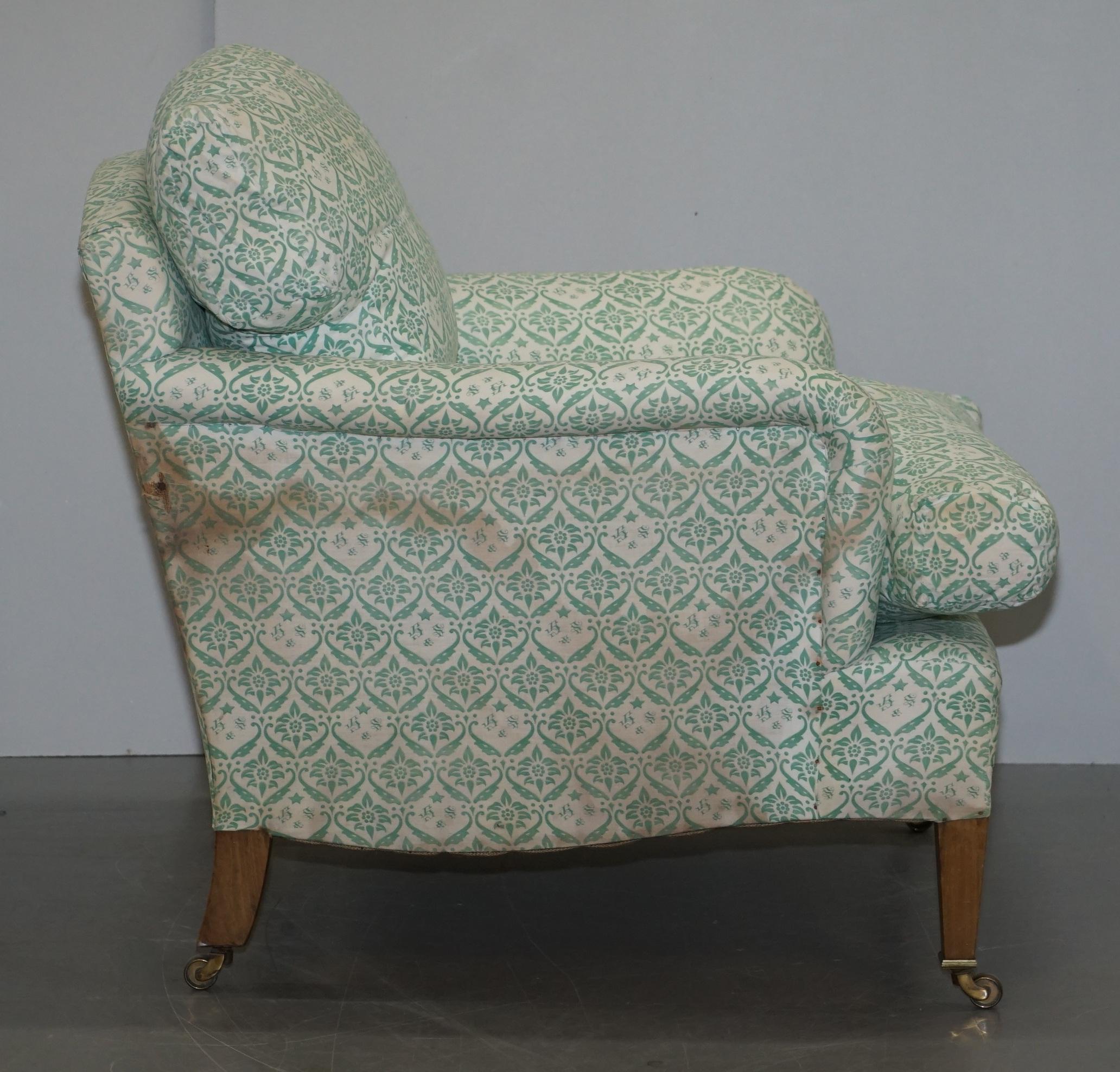 Mid-20th Century Rare 1954-1959 Howard & Son's Lenygon & Morant Armchair Original Ticking Fabric For Sale