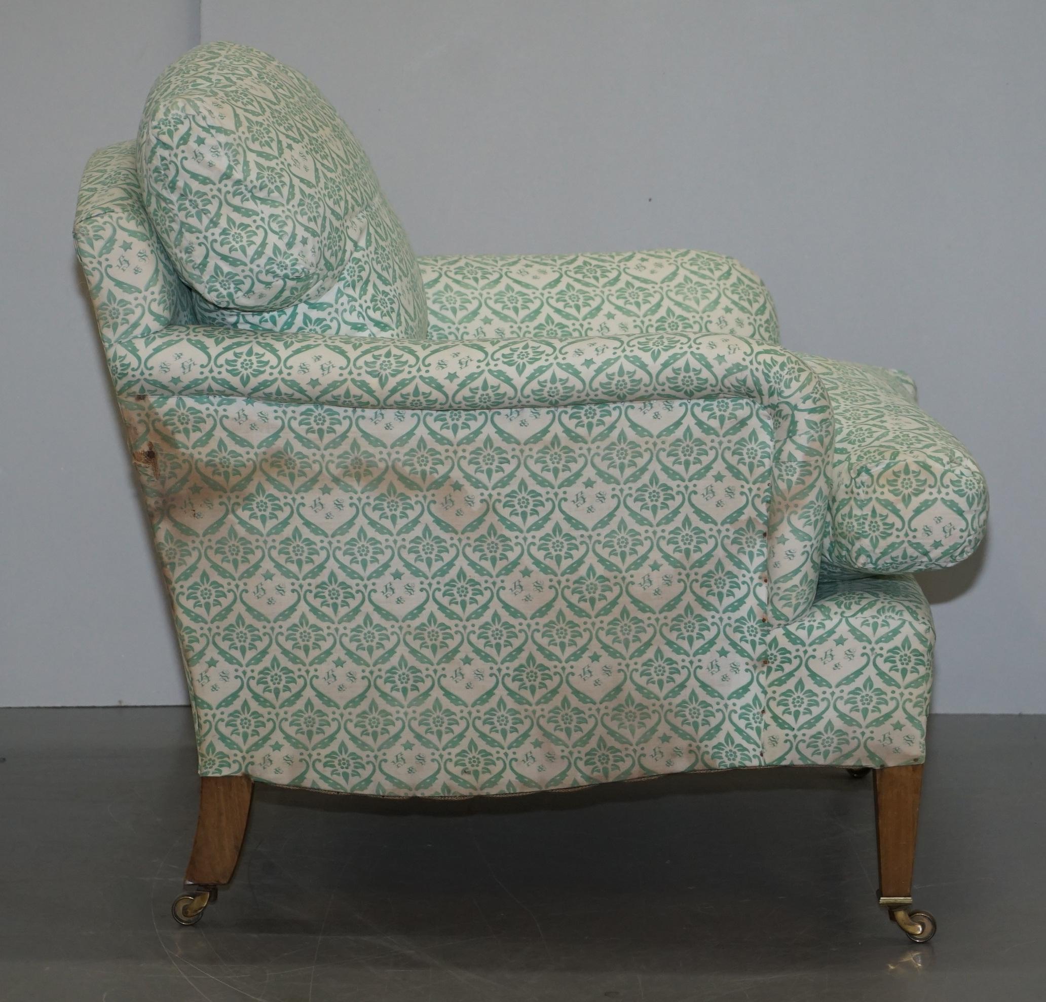 Upholstery Rare 1954-1959 Howard & Son's Lenygon & Morant Armchair Original Ticking Fabric For Sale