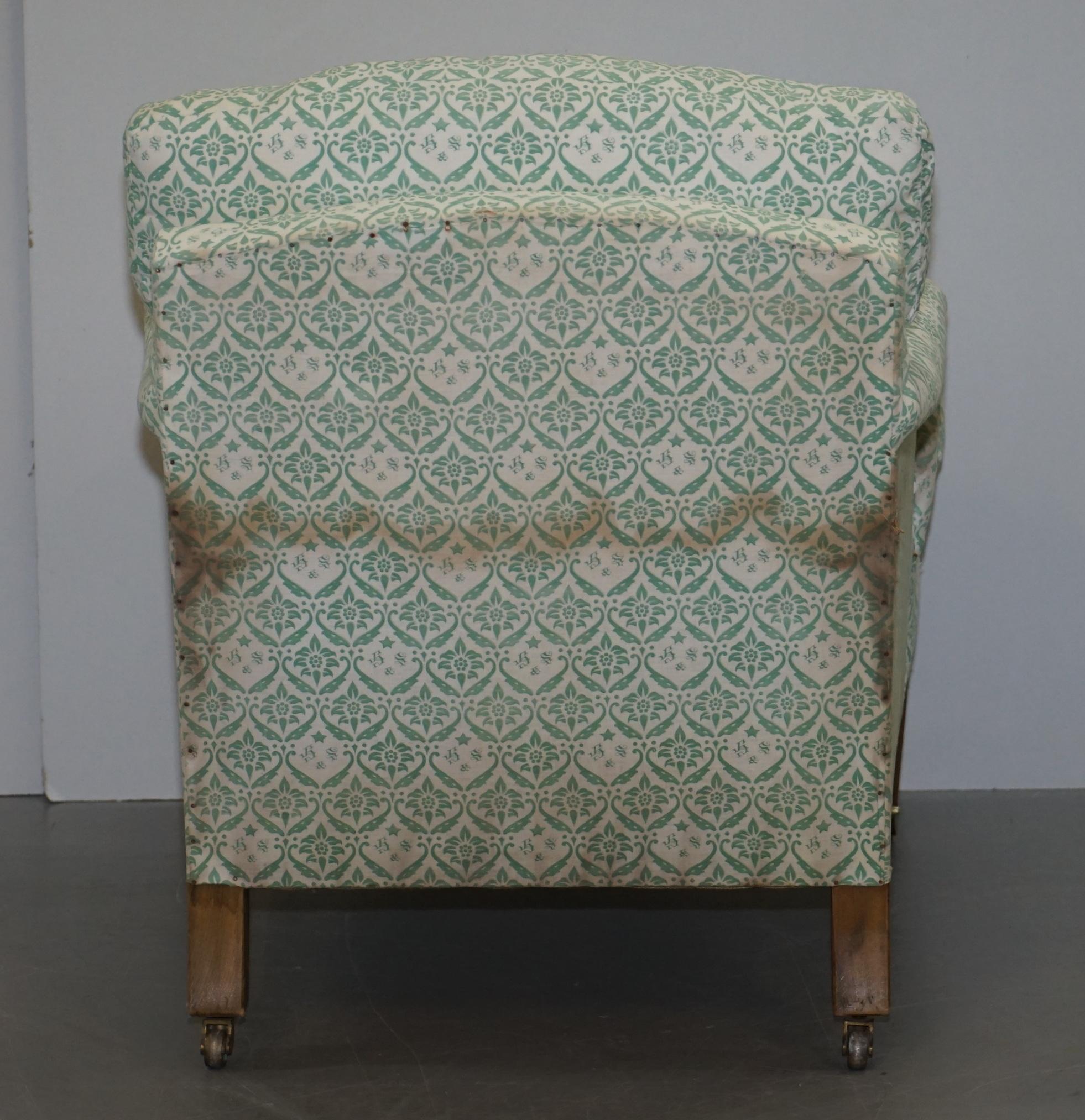 Rare 1954-1959 Howard & Son's Lenygon & Morant Armchair Original Ticking Fabric For Sale 1