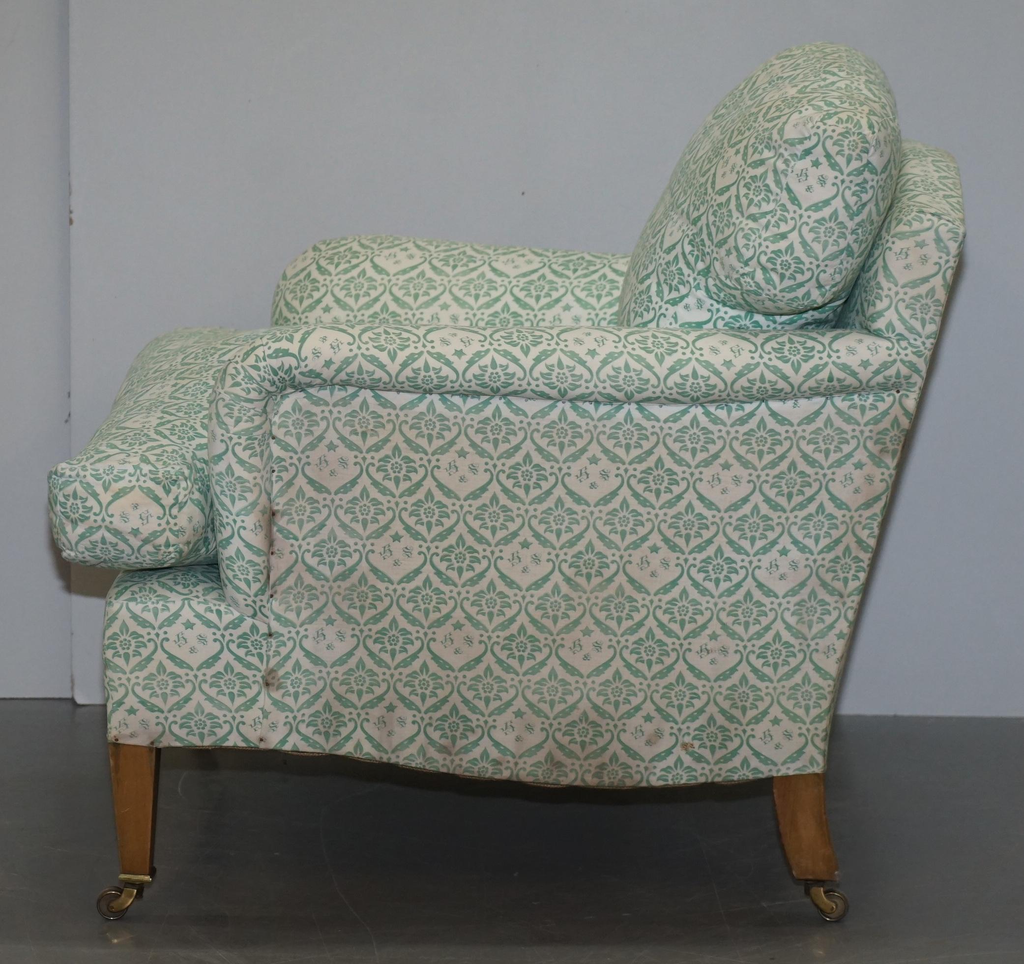 Rare 1954-1959 Howard & Son's Lenygon & Morant Armchair Original Ticking Fabric For Sale 2