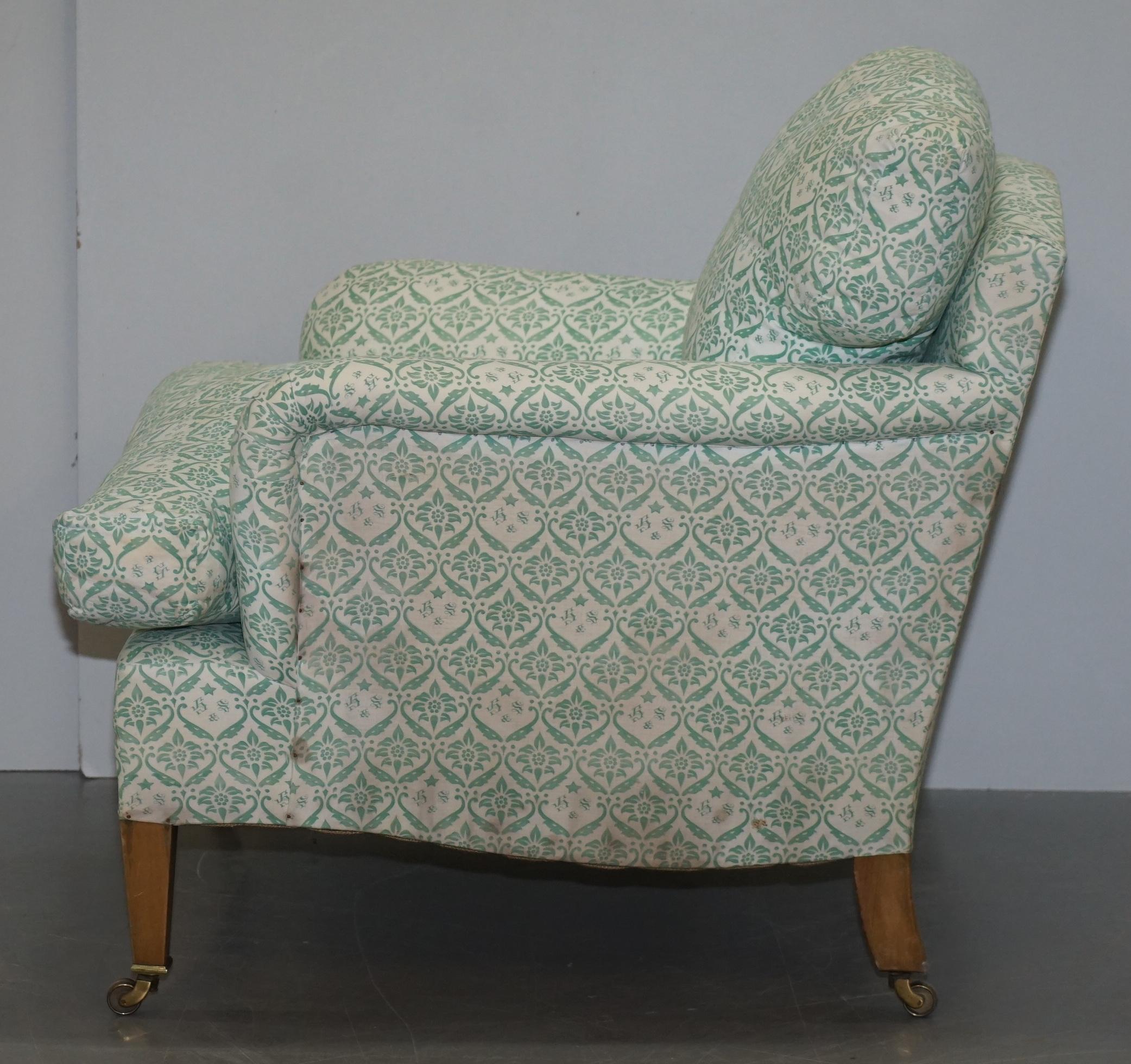 Rare 1954-1959 Howard & Son's Lenygon & Morant Armchair Original Ticking Fabric For Sale 1