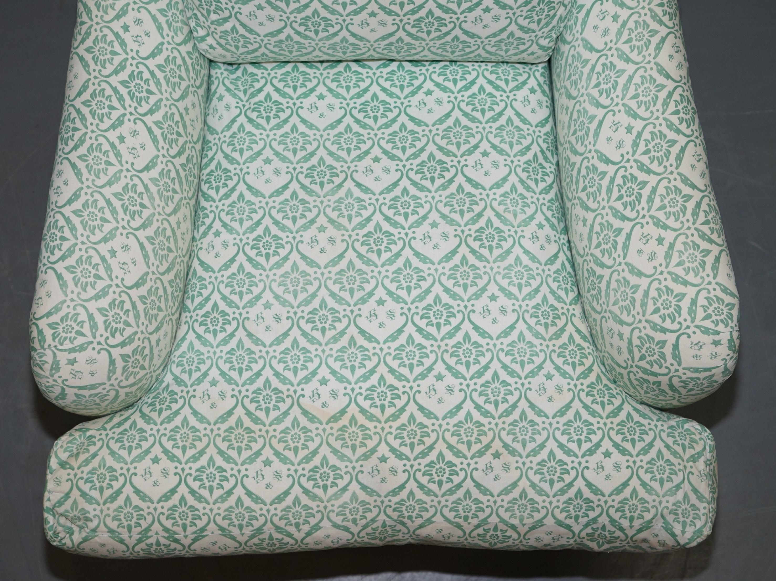 English Rare 1954-1959 Howard & Son's Lenygon & Morant Armchair Original Ticking Fabric For Sale