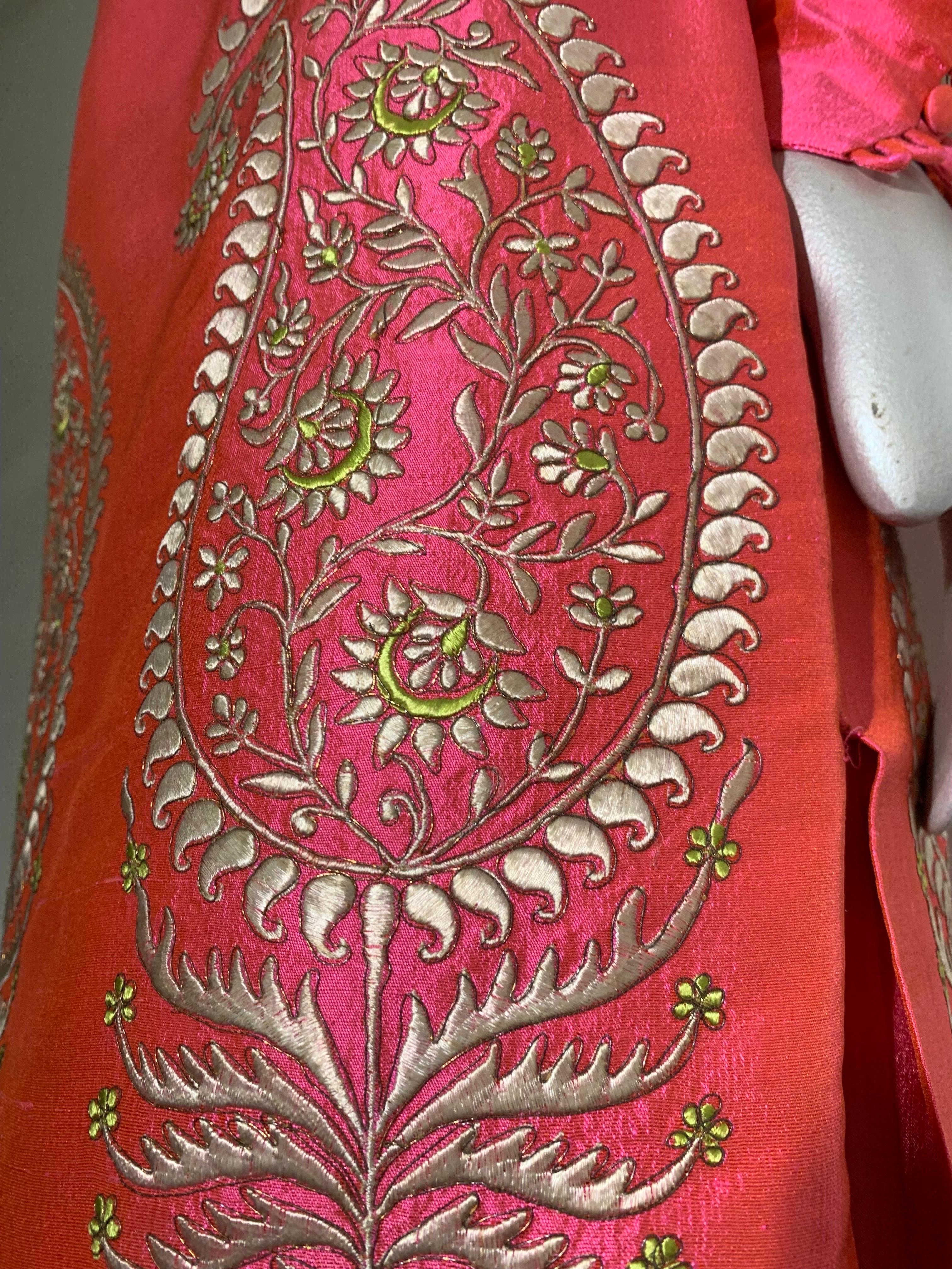 Rare 1957 Christian Dior Colifichets Florescent Pink Silk Two-Piece Pantsuit For Sale 14