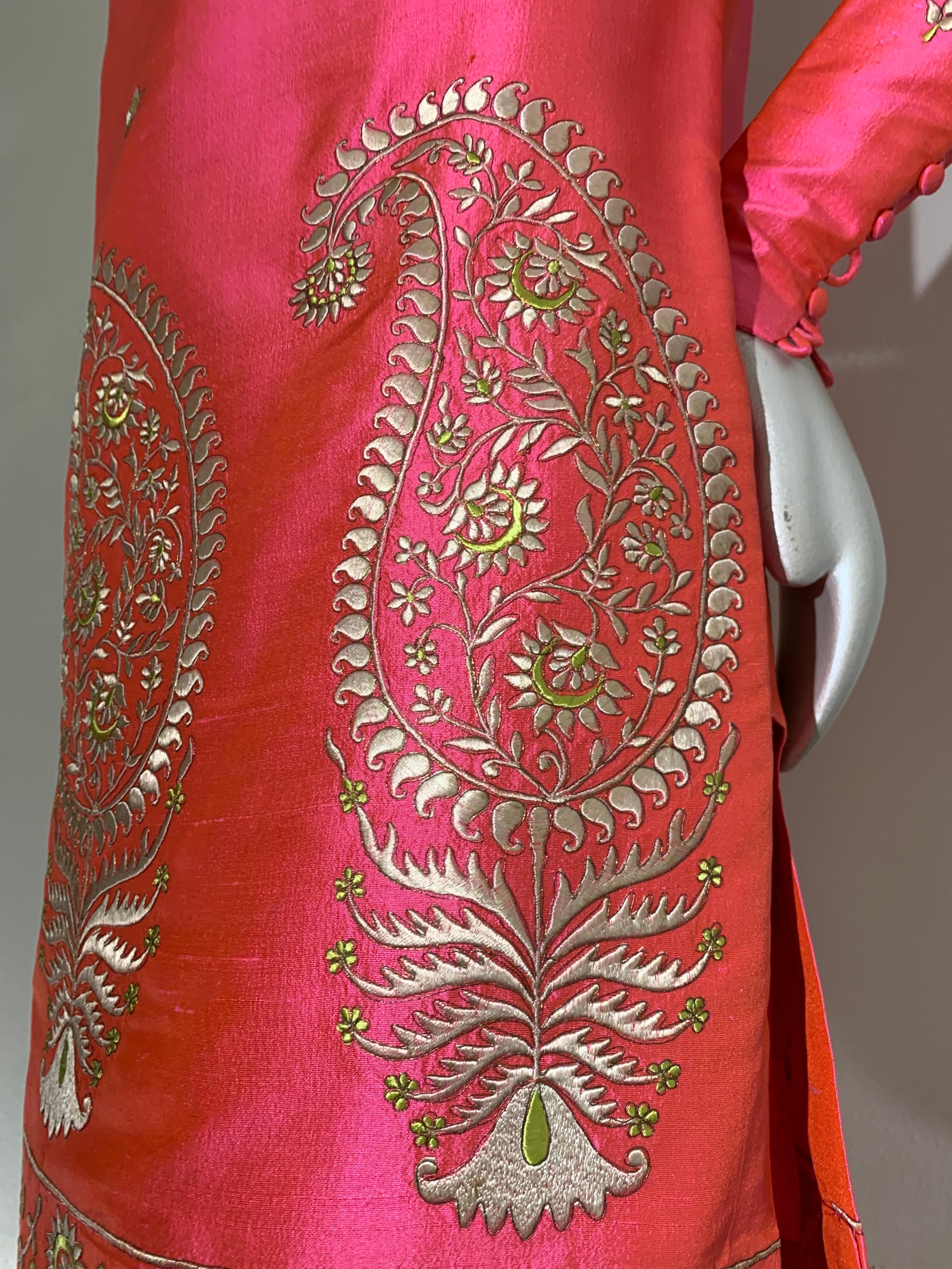 Rare 1957 Christian Dior Colifichets Florescent Pink Silk Two-Piece Pantsuit For Sale 3