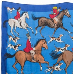 Rare 1958, Hermes La Poursuite by Jean-Louis Clerc Silk Scarf