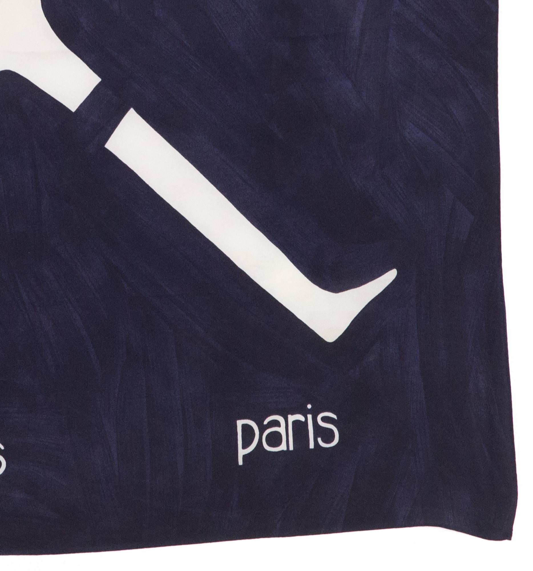 Women's or Men's Rare 1960 Courreges Abstract Navy Silk Scarf