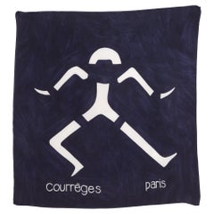 Rare 1960 Courreges Abstract Navy Silk Scarf