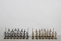 Rare 1960s African Tribal Style Artisan Bronze Nude Chess Pieces / Figures Set