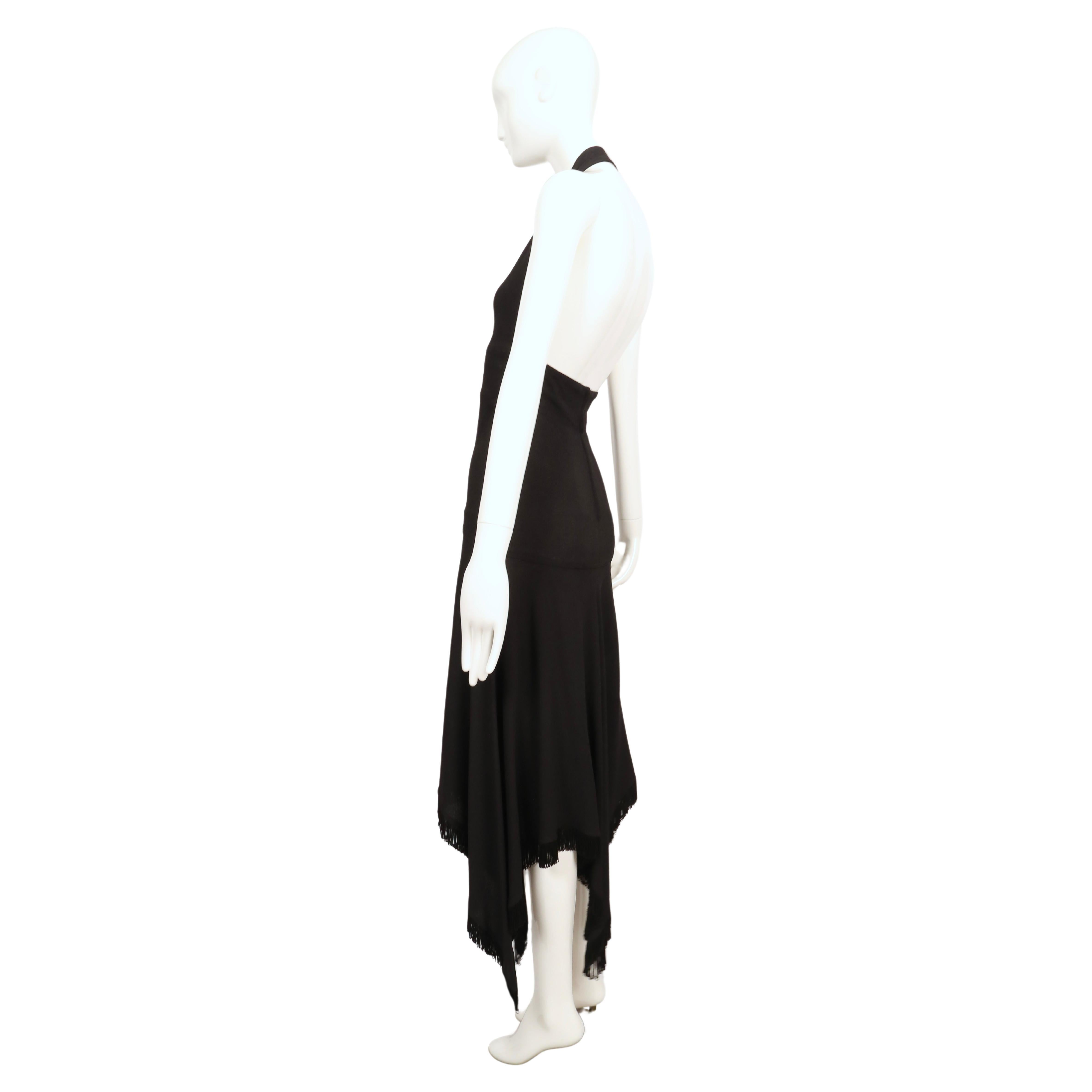 rare 1960's ALICE POLLOCK / QUORUM black moss crepe halter dress with fringe 4