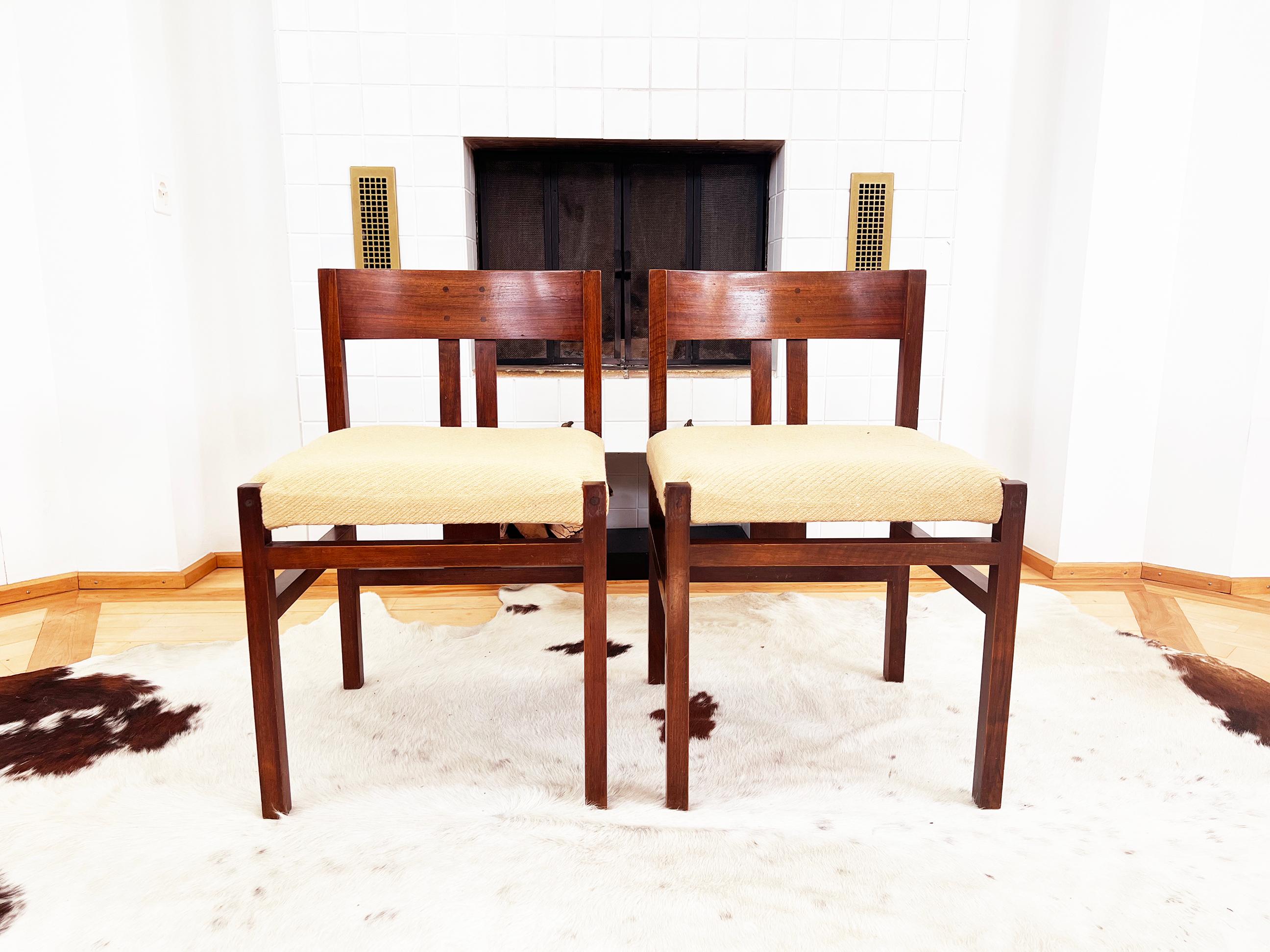 Italian Rare 1960s Angelo Mangiarotti Sculptural Rose Teak Dining Chairs, Set of 8 
