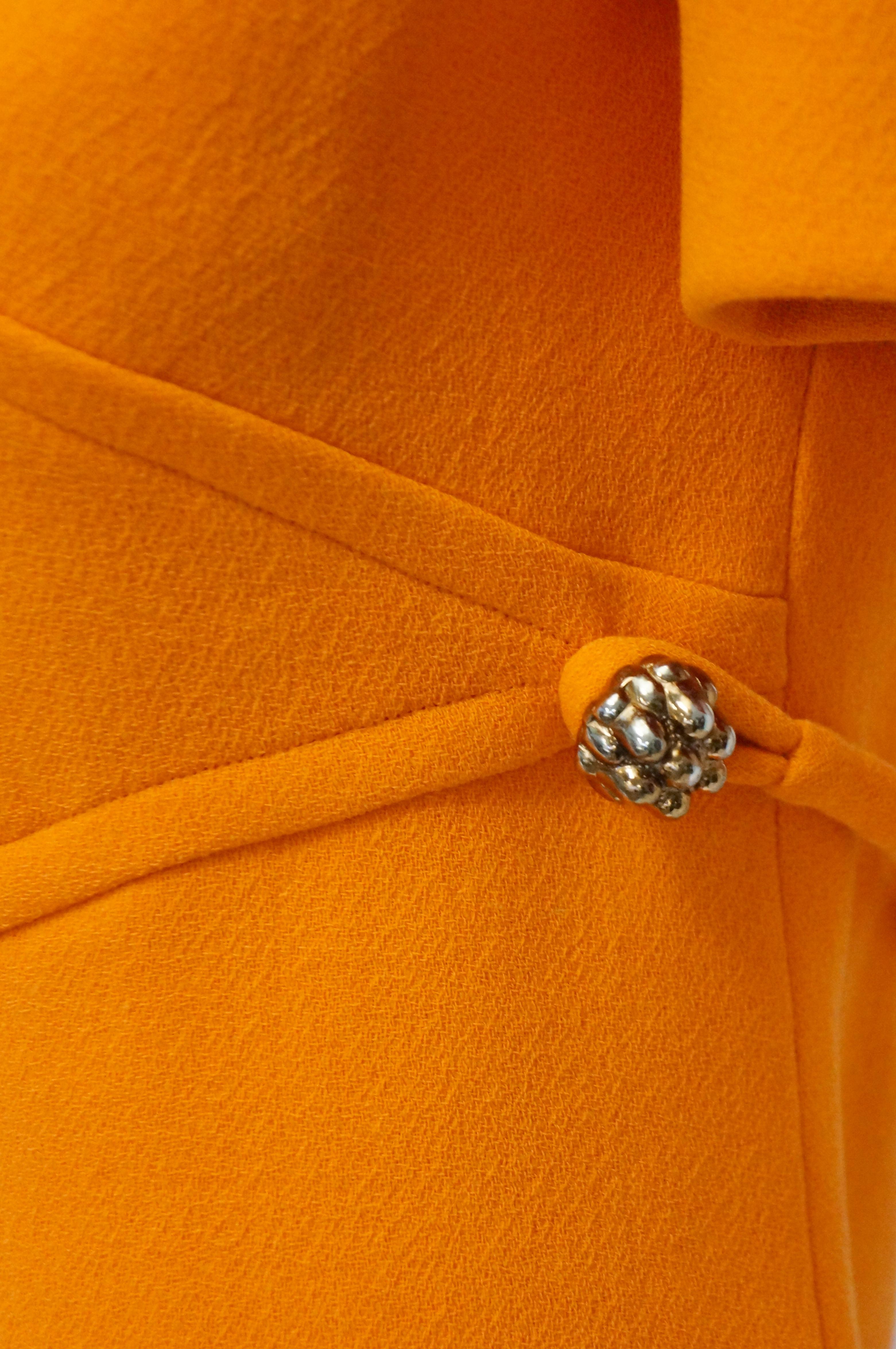 Rare 1960s Bill Blass Orange Mod Mini Dress with Nugget Belt Detail 1