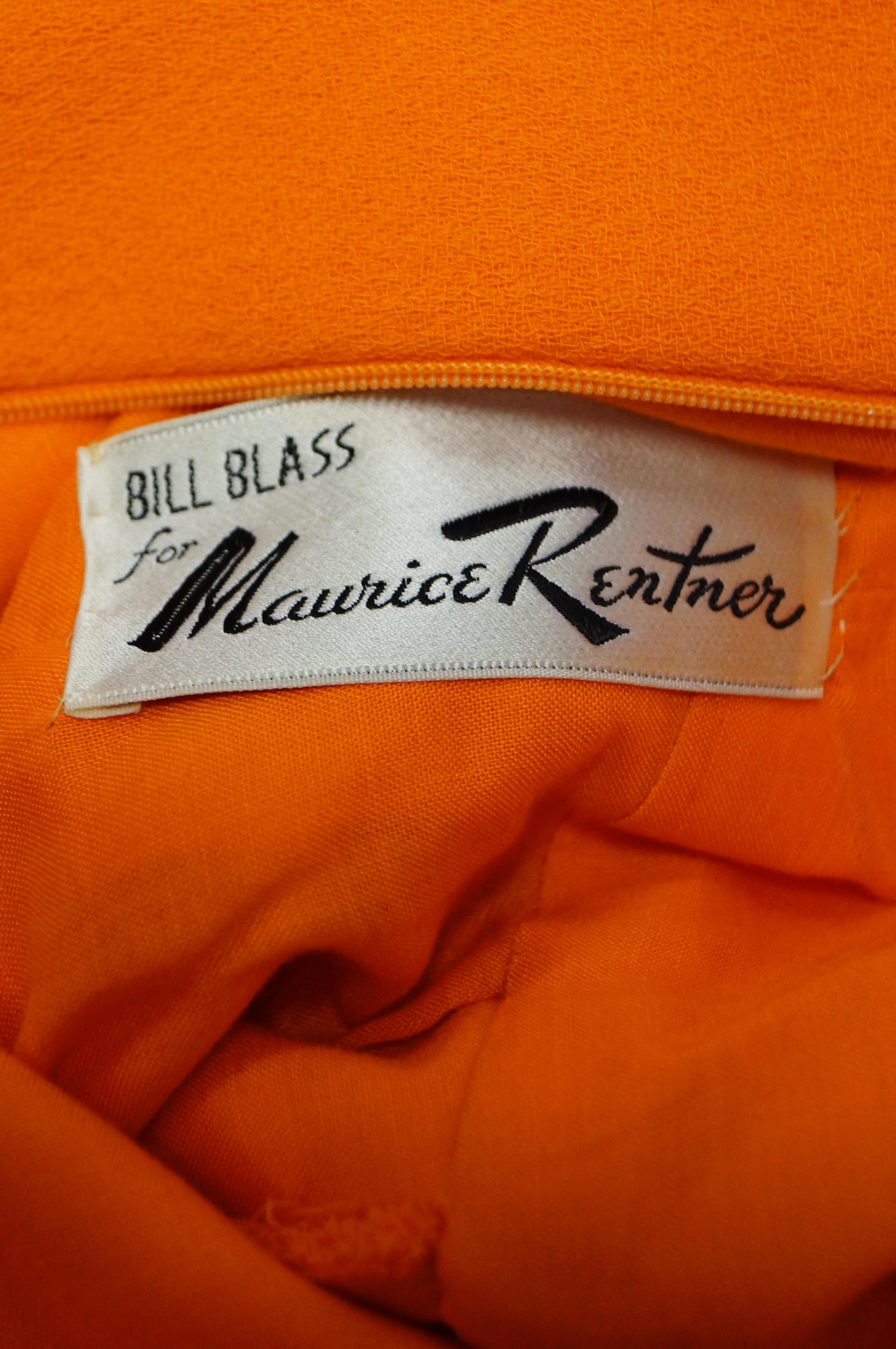Rare 1960s Bill Blass Orange Mod Mini Dress with Nugget Belt Detail 4