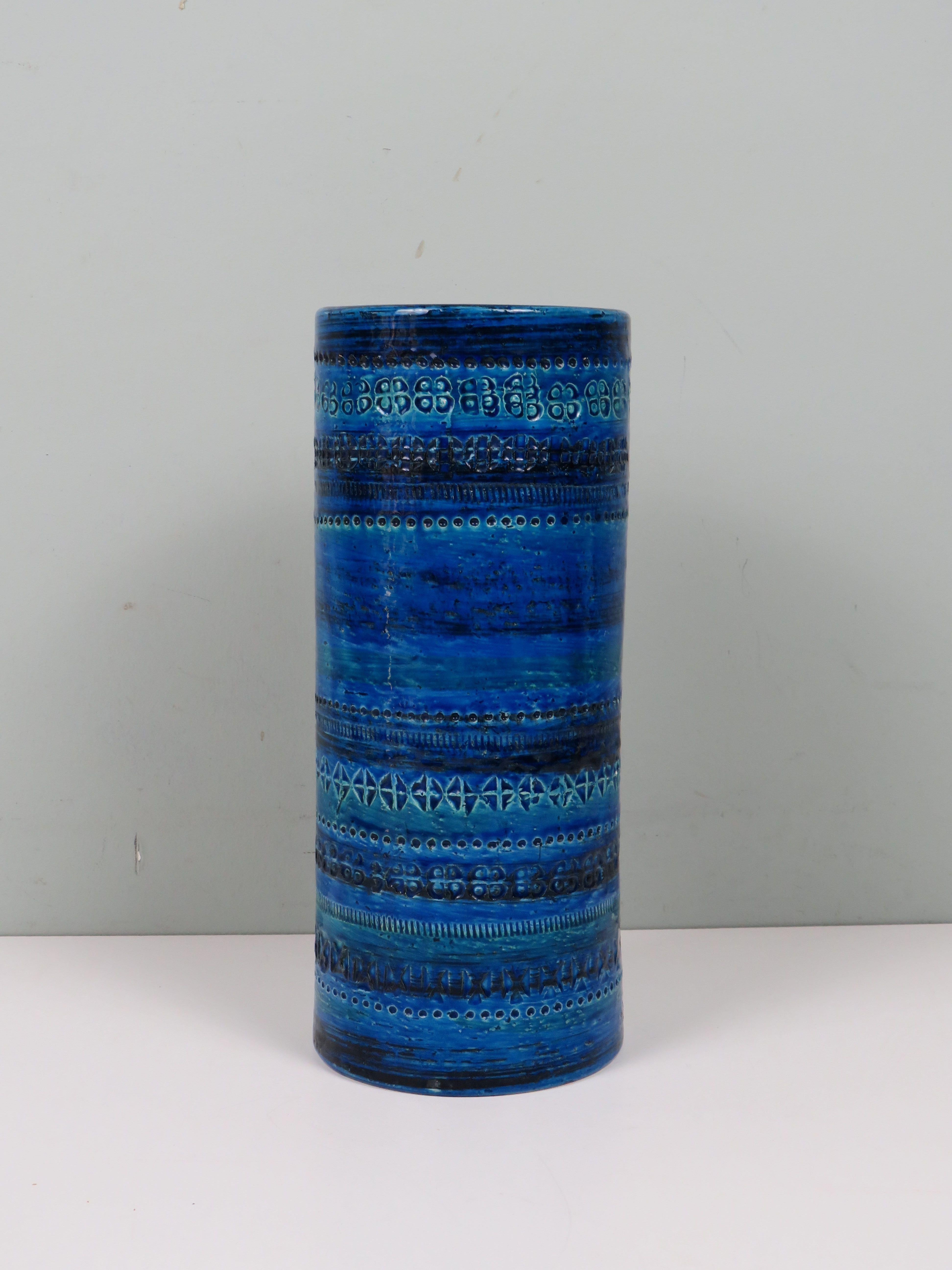 Rare 1960s Bitossi Rimini Blue Ceramic Vase by Aldo Londi for Bitossi Ceramiche in vendita 2