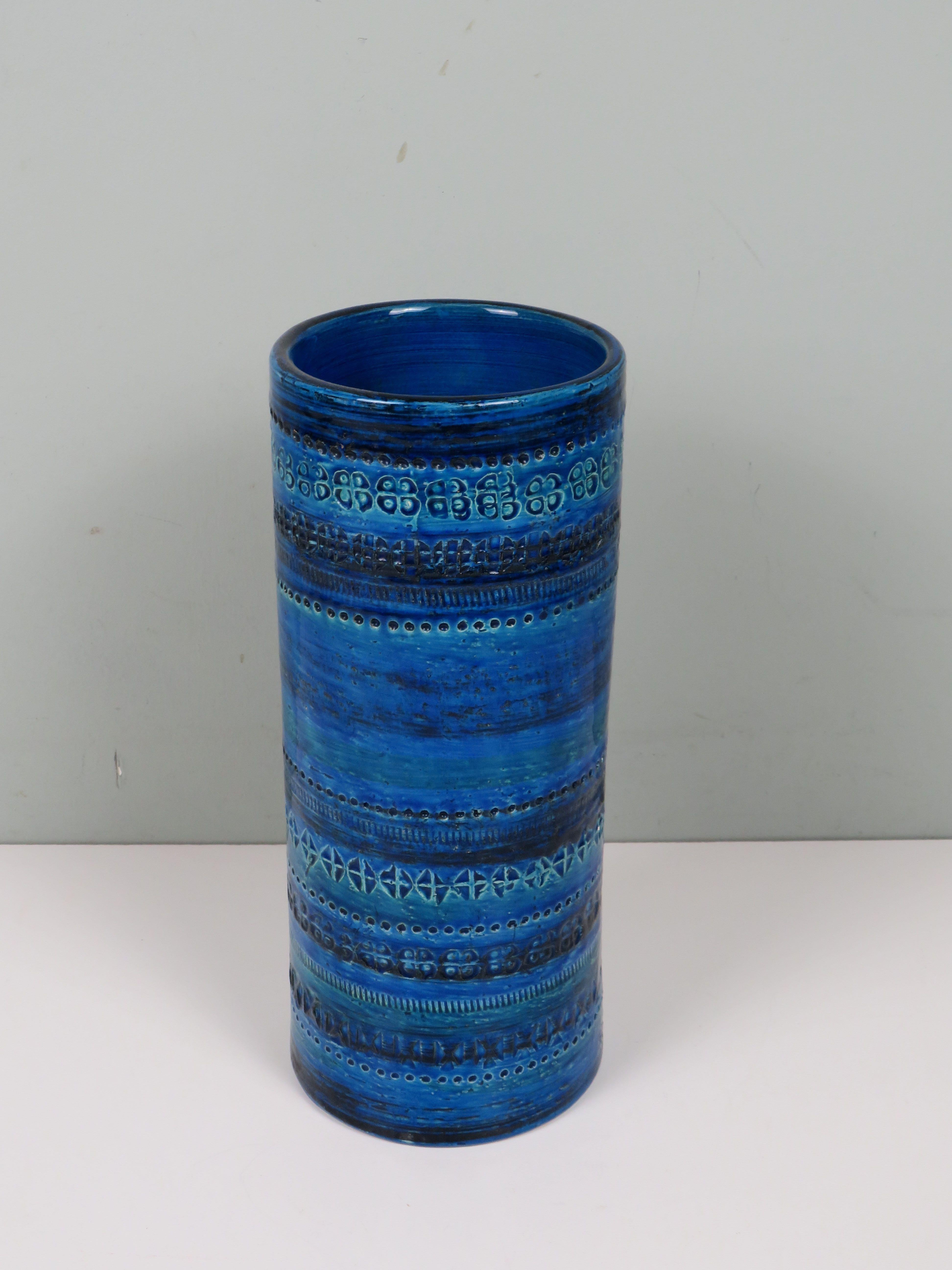 Italiano Rare 1960s Bitossi Rimini Blue Ceramic Vase by Aldo Londi for Bitossi Ceramiche in vendita