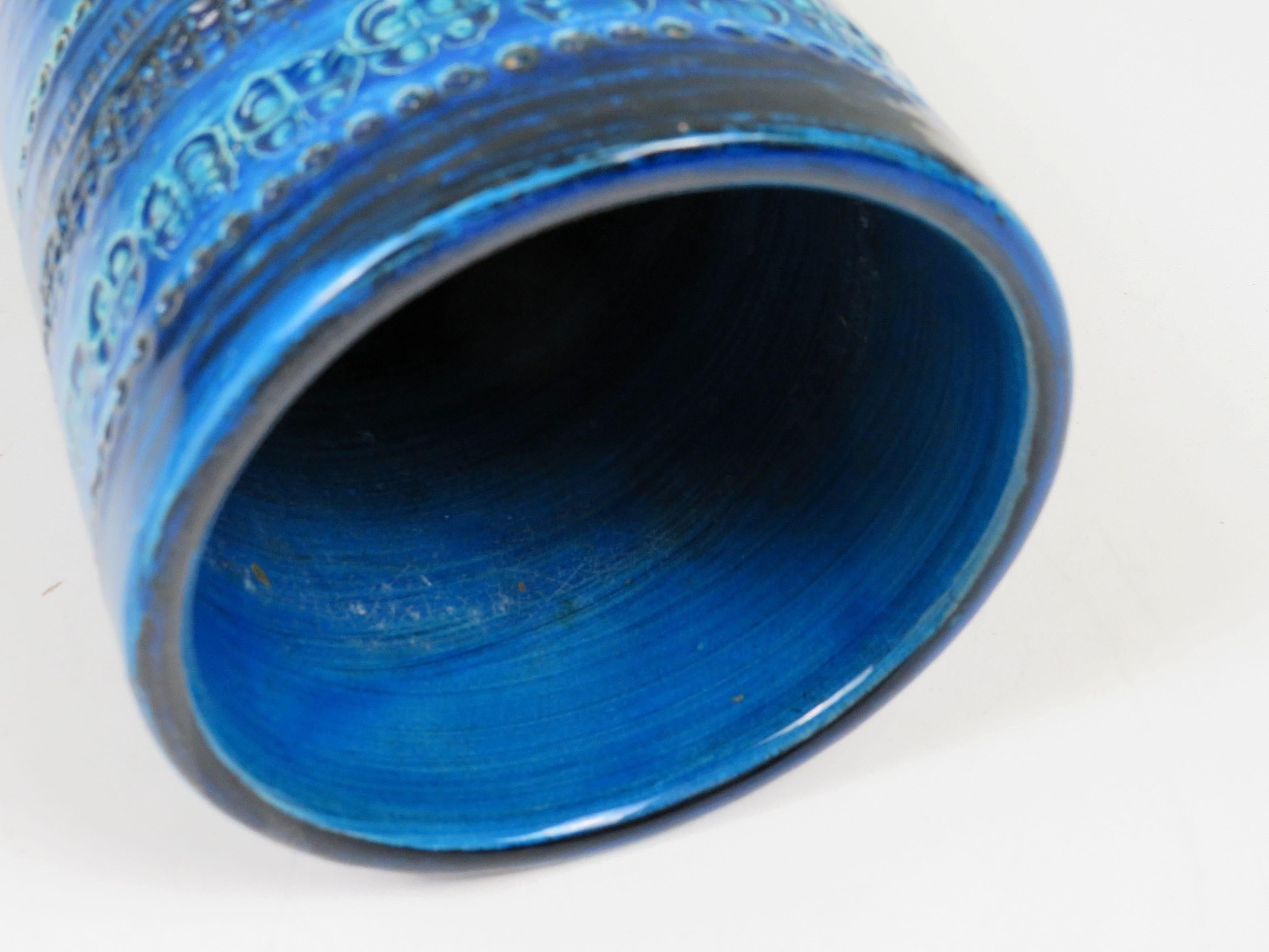 Smaltato Rare 1960s Bitossi Rimini Blue Ceramic Vase by Aldo Londi for Bitossi Ceramiche in vendita