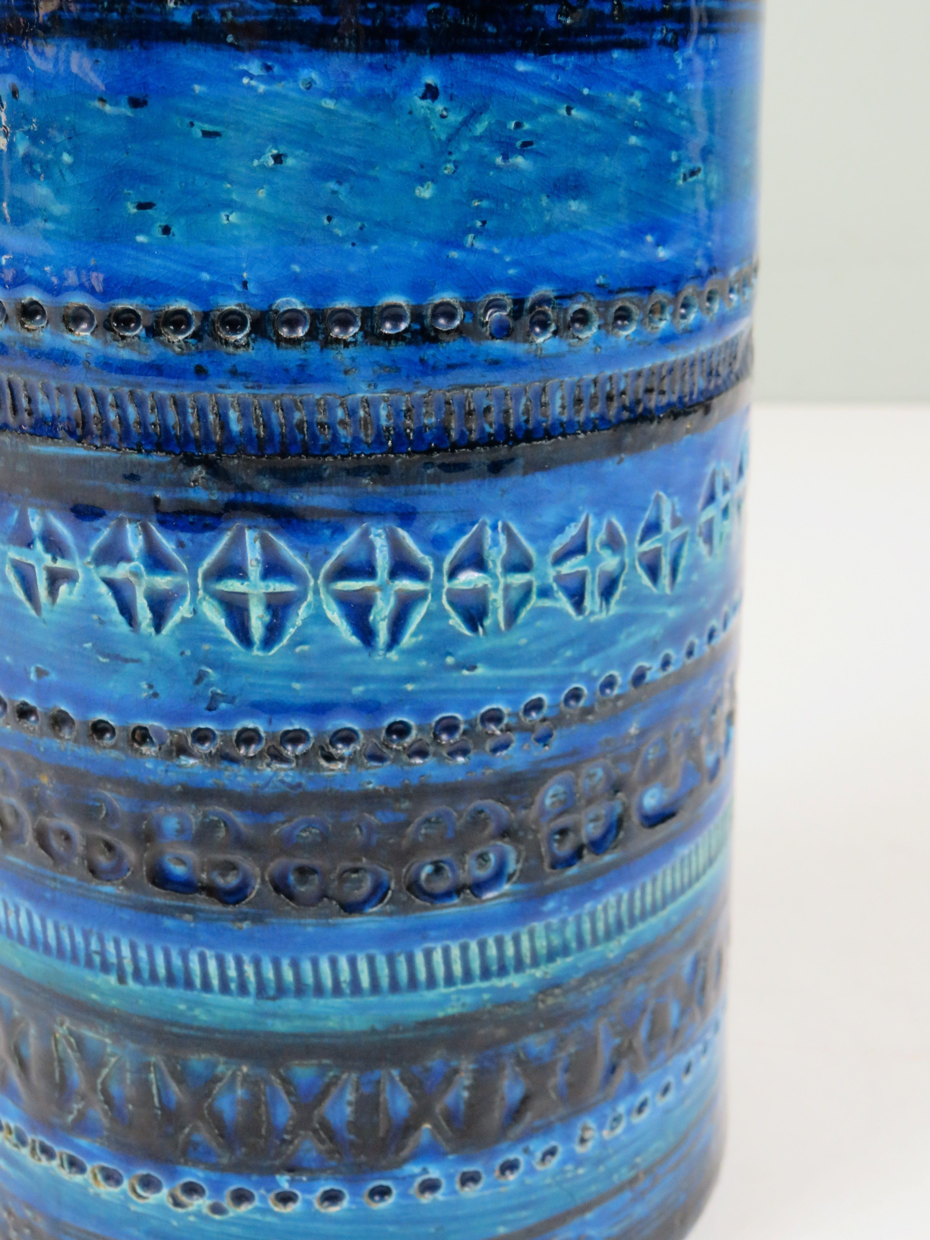 Rare 1960s Bitossi Rimini Blue Ceramic Vase by Aldo Londi for Bitossi Ceramiche in vendita 1