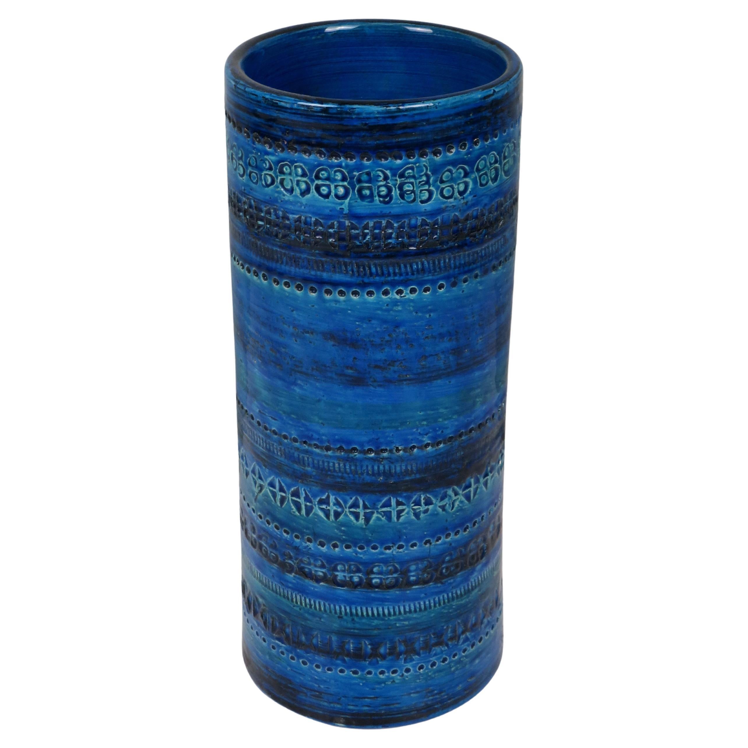 Rare 1960s Bitossi Rimini Blue Ceramic Vase by Aldo Londi for Bitossi Ceramiche in vendita