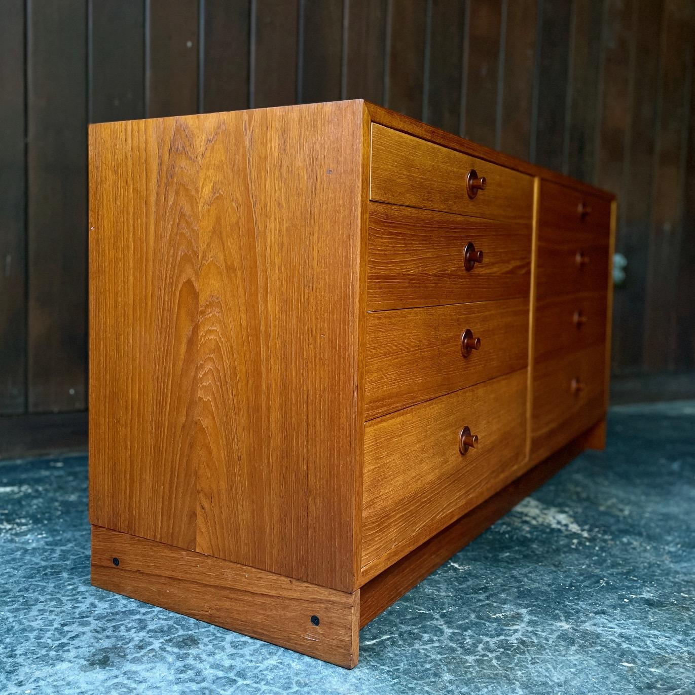Danish 1960s Teak Dresser Scandes Mountain Cabin Chest of Drawers For Sale