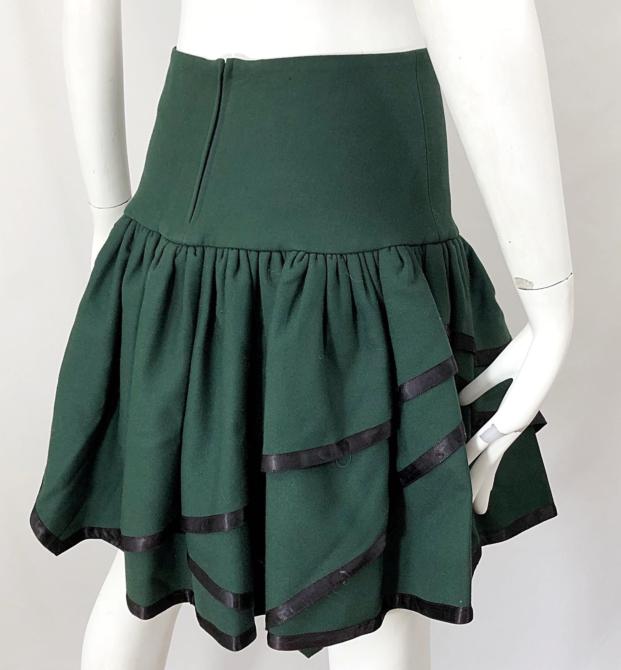 hunter green mini skirt
