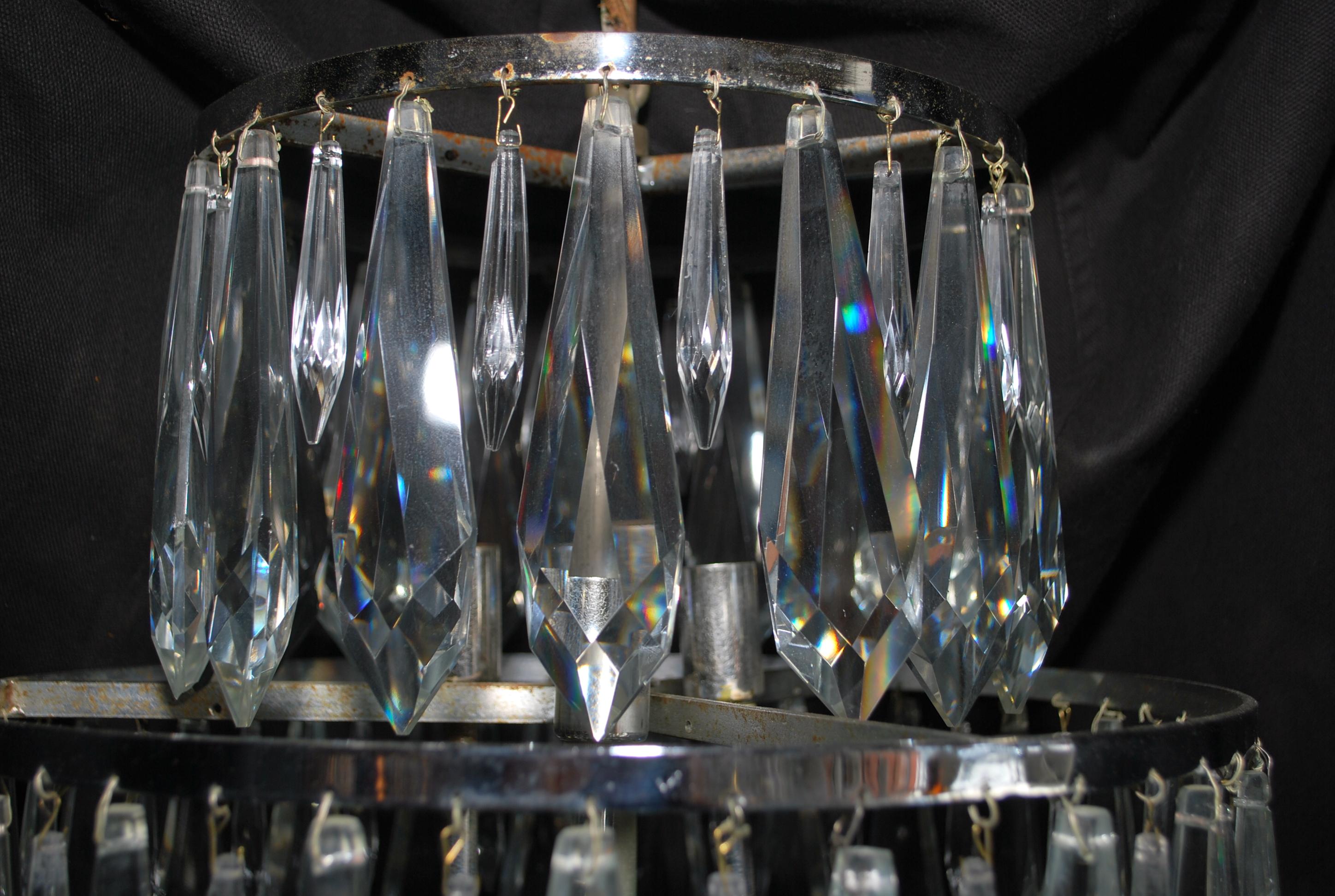 Metal Rare 1960's Crystal Chandelier For Sale