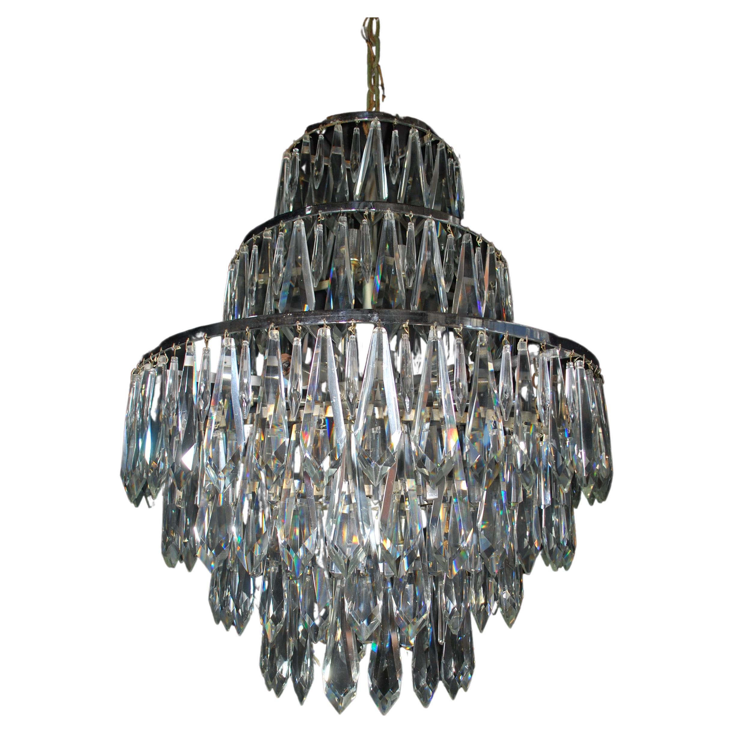 Rare 1960's Crystal Chandelier For Sale