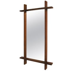 Rare 1960s Danish Modern Large Teak Wall Mirror, Denmark