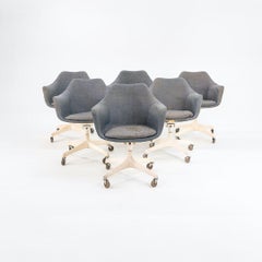 Rare 1960s Eero Saarinen Associates Upholstered Executive Tulip Swivel Armchairs