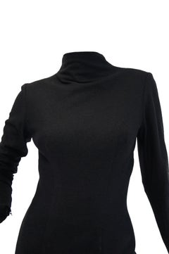 Rare 1960s Eisenberg Black Wool Mod Style Sheath Dress